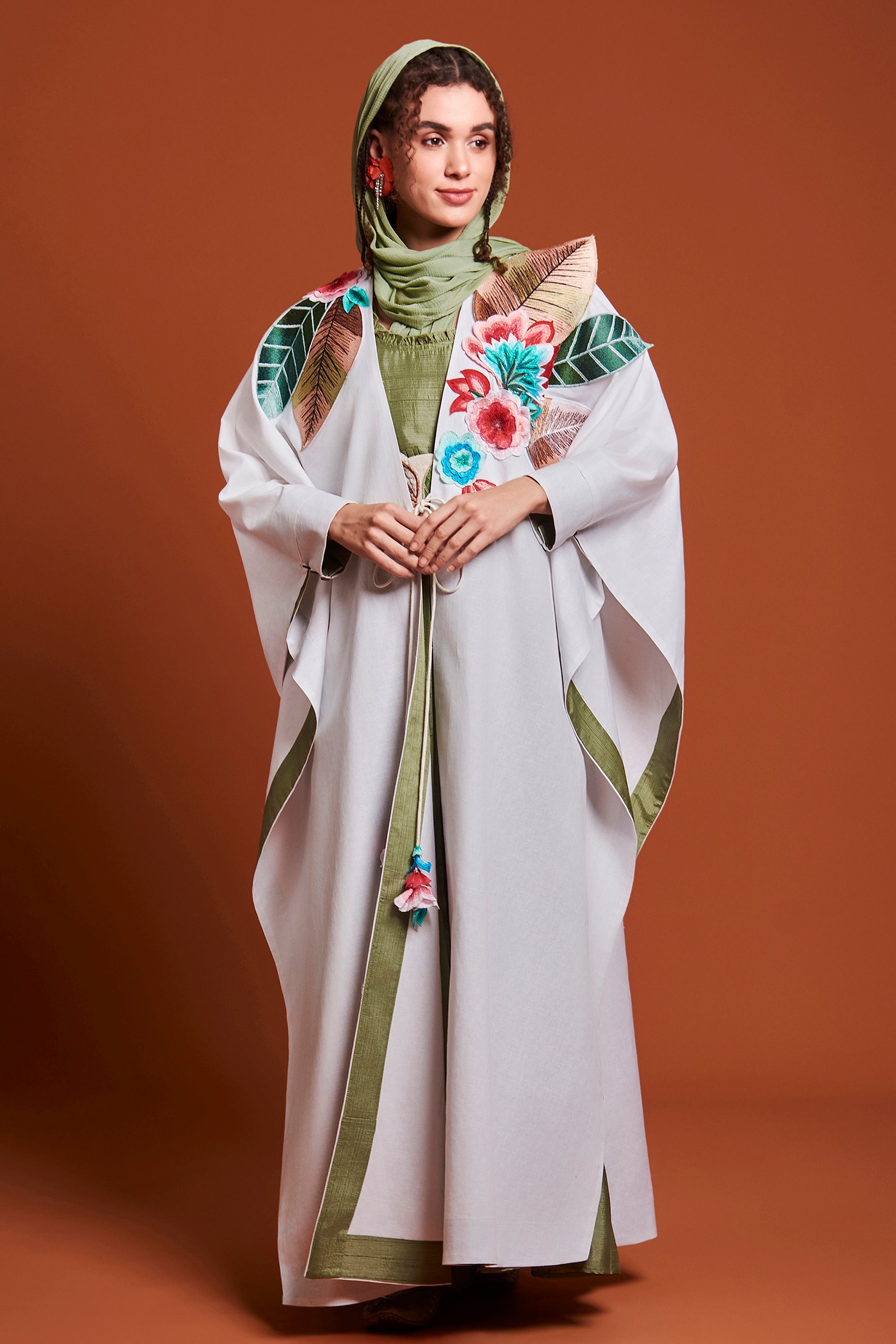 Nuha Embroidered Cape with Inner Dress