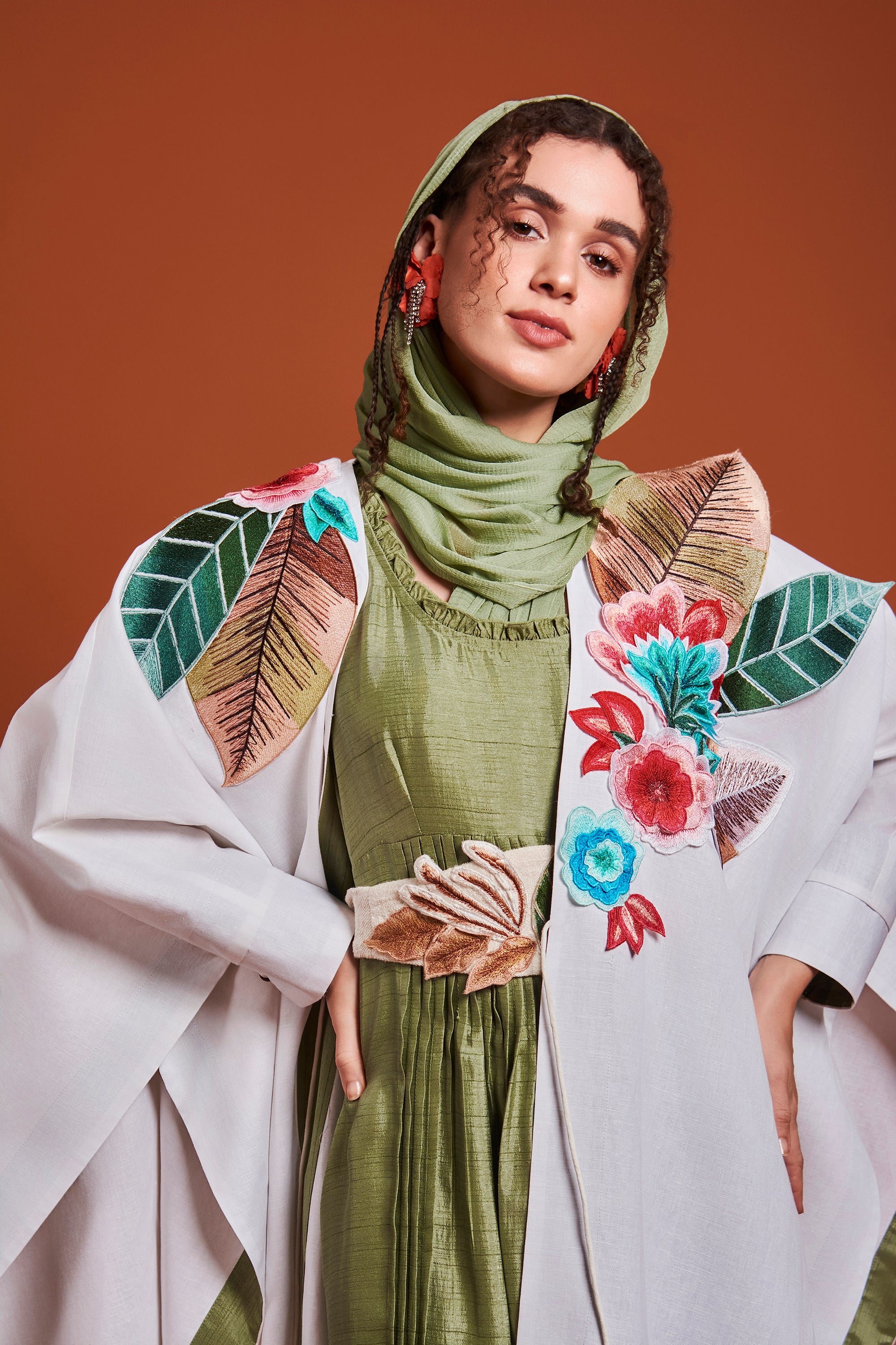 Nuha Embroidered Cape with Inner Dress