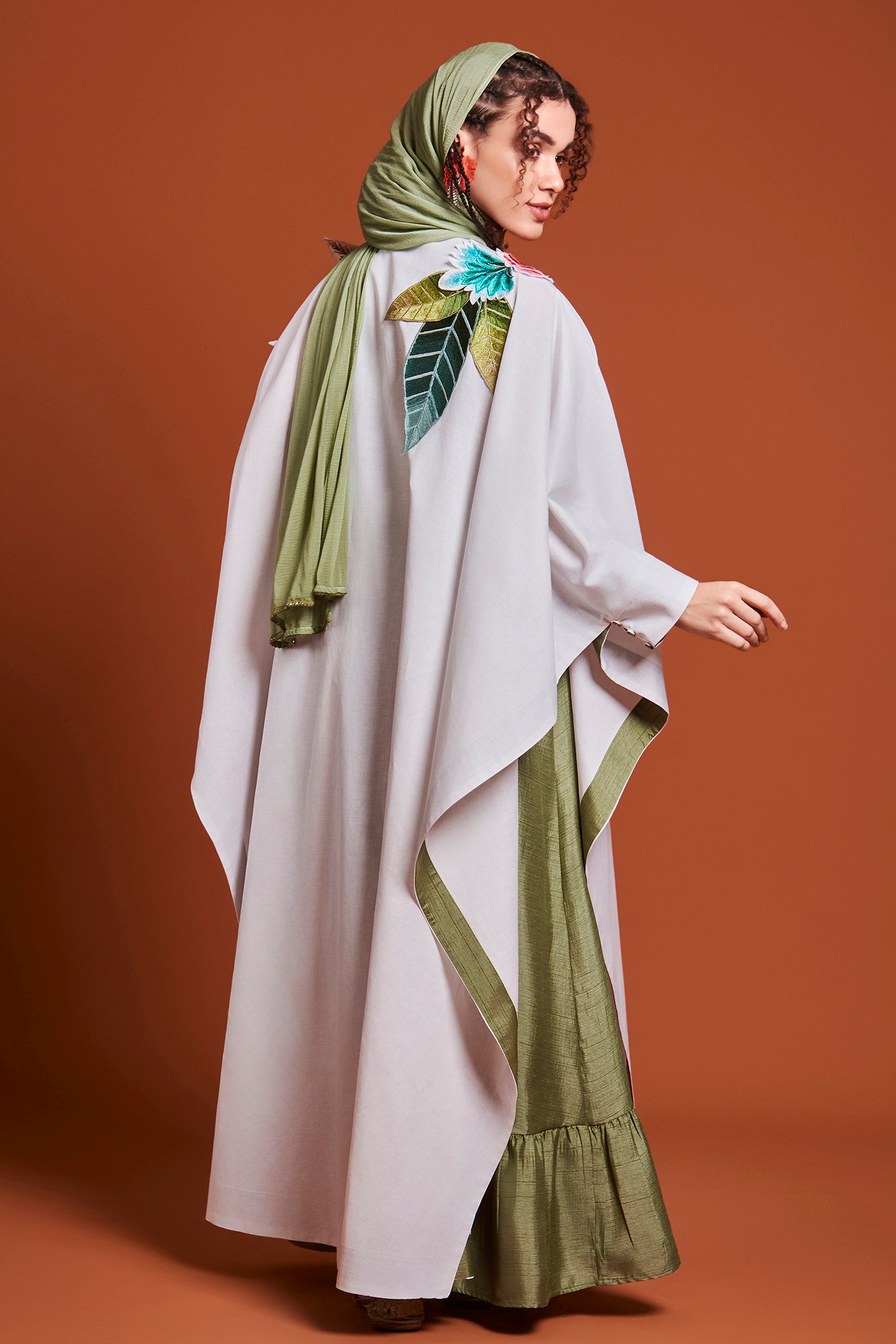 Nuha Embroidered Cape with Inner Dress