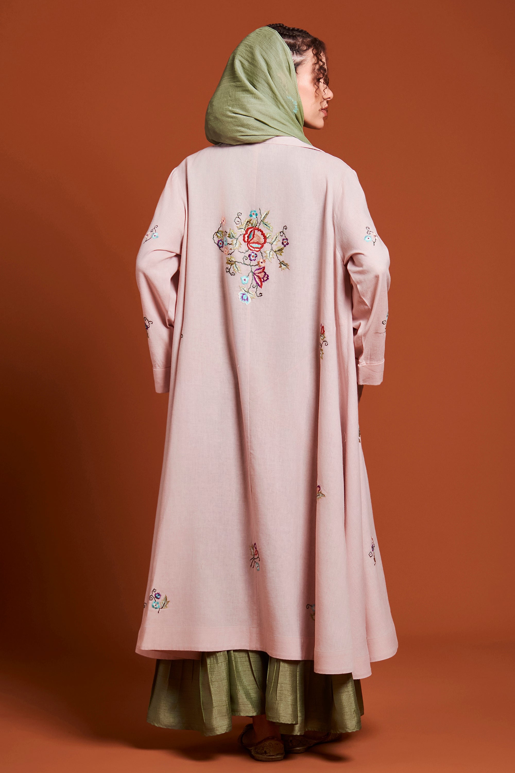 Nehal Embroidered Short Bisht with Inner Dress