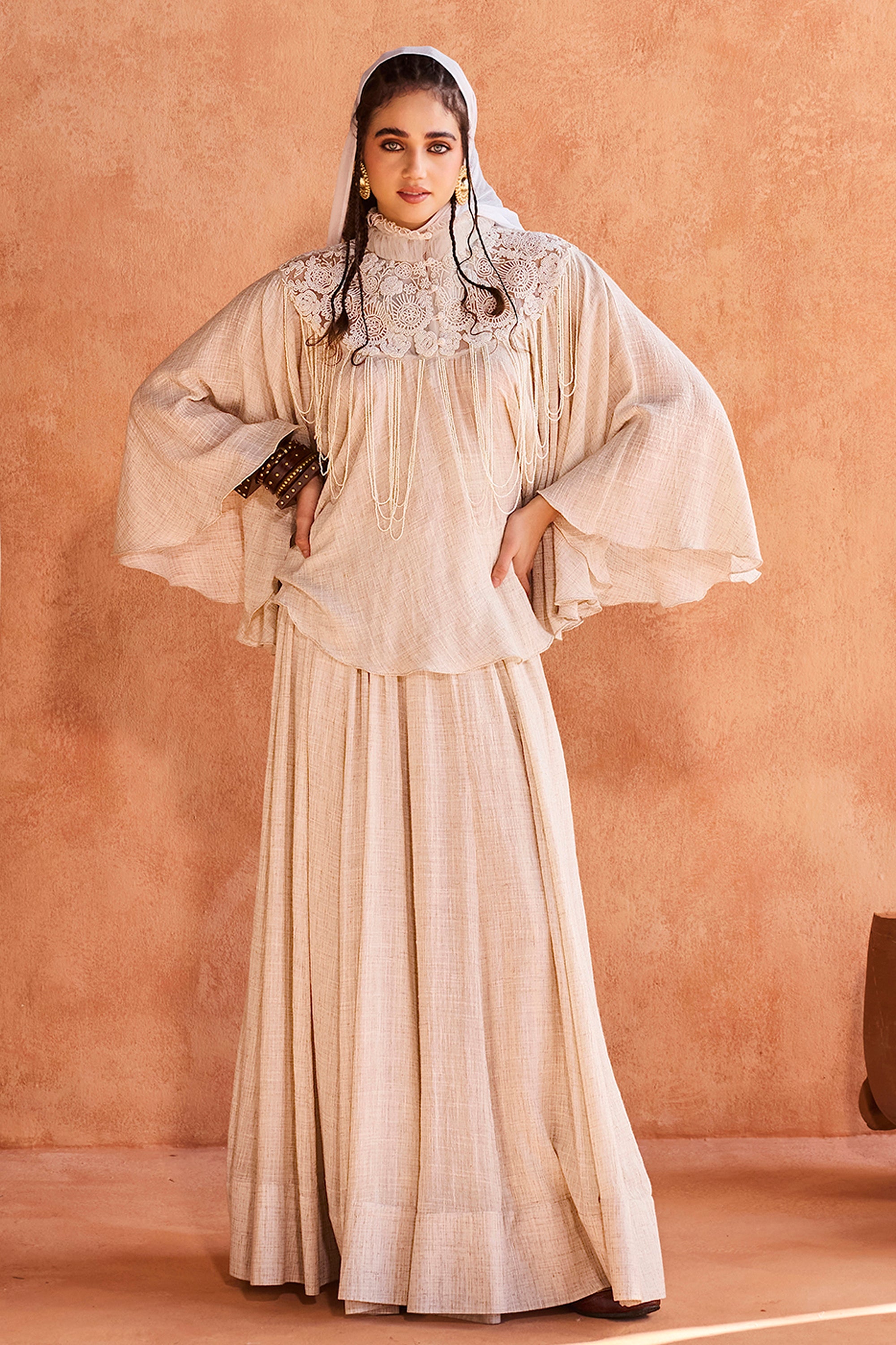 Aeesha Embellished Cape with Skirt