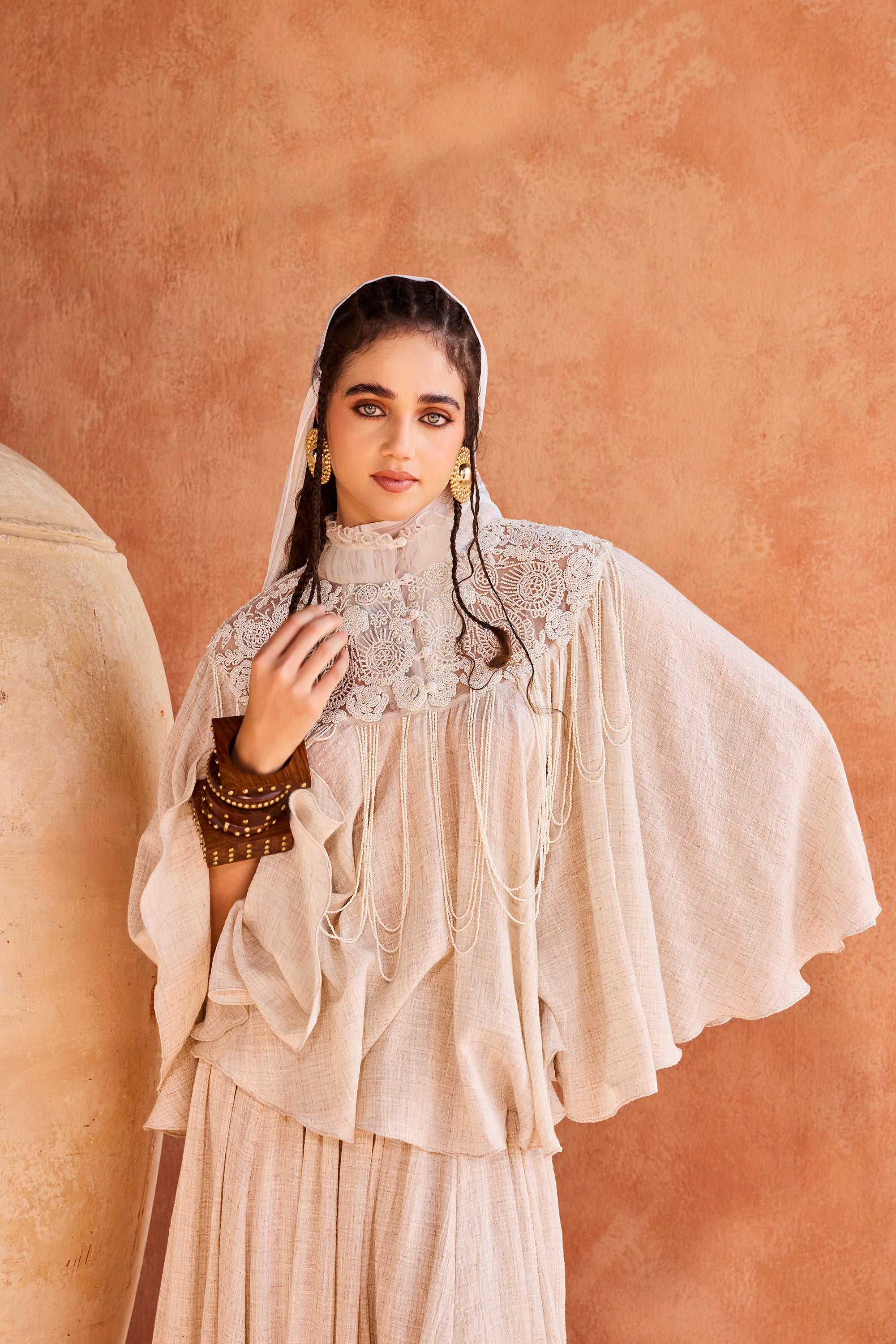 Aeesha Embellished Cape with Skirt