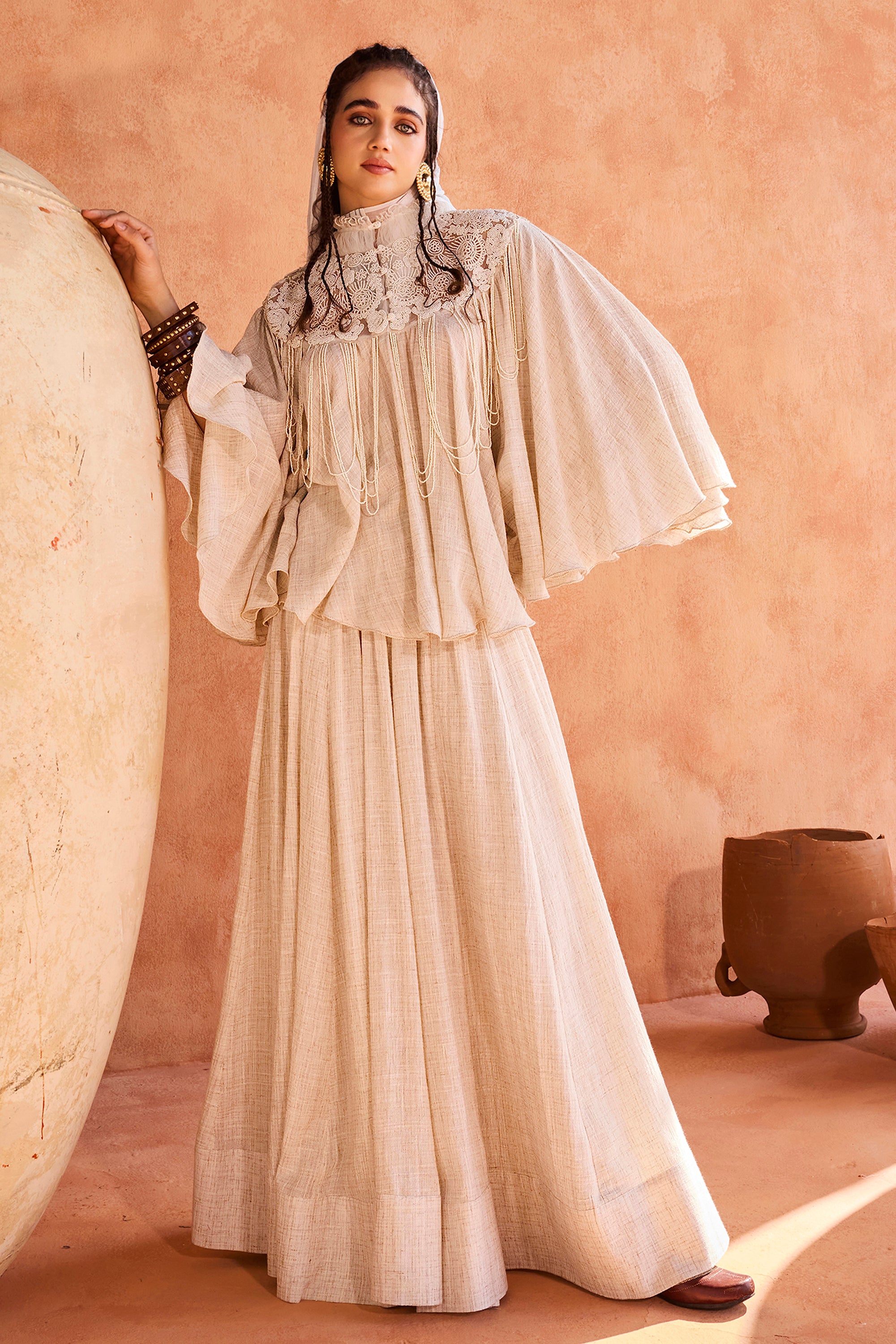 Aeesha Embellished Cape with Skirt