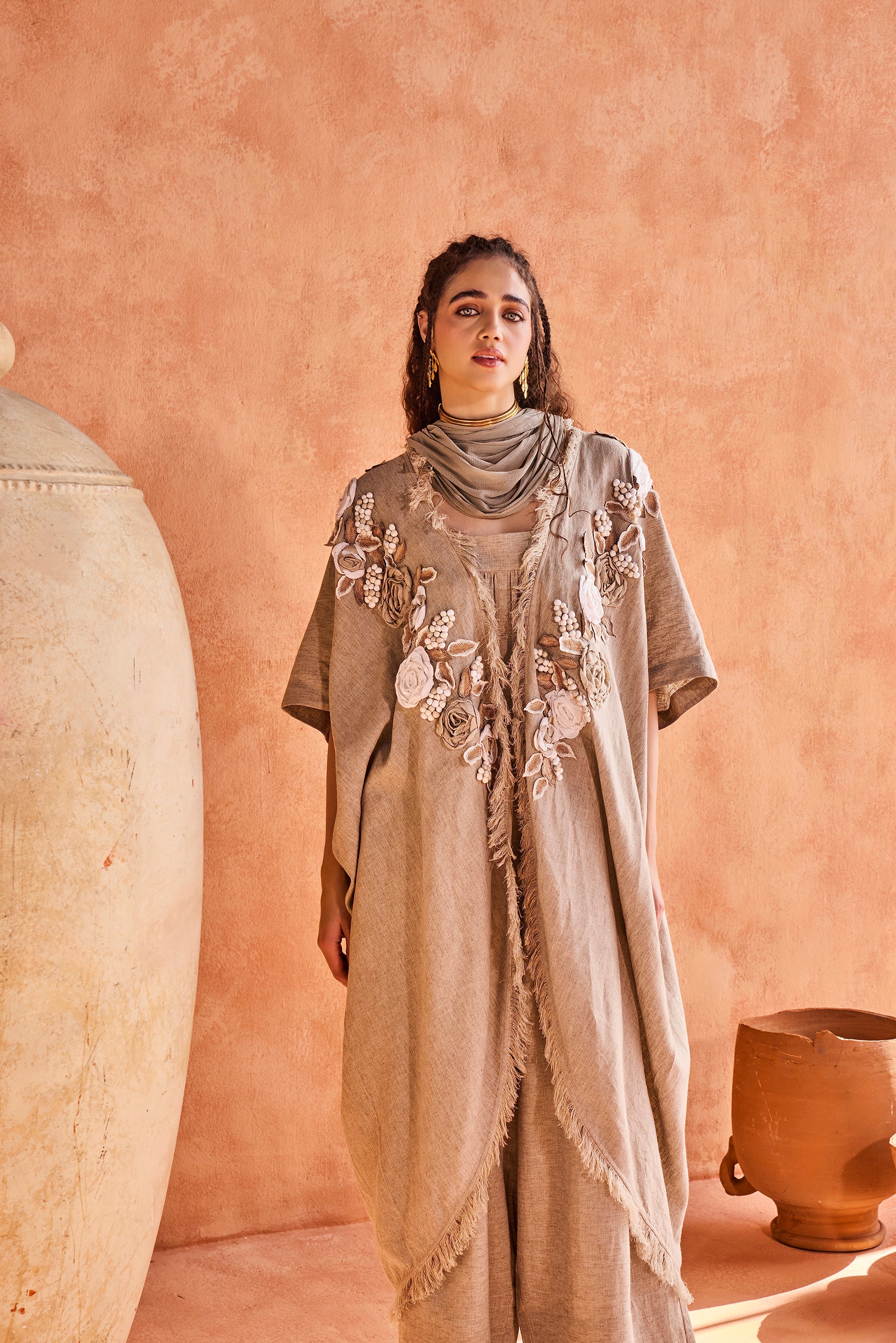 Buthayna Embroidered Bisht with Jumpsuit