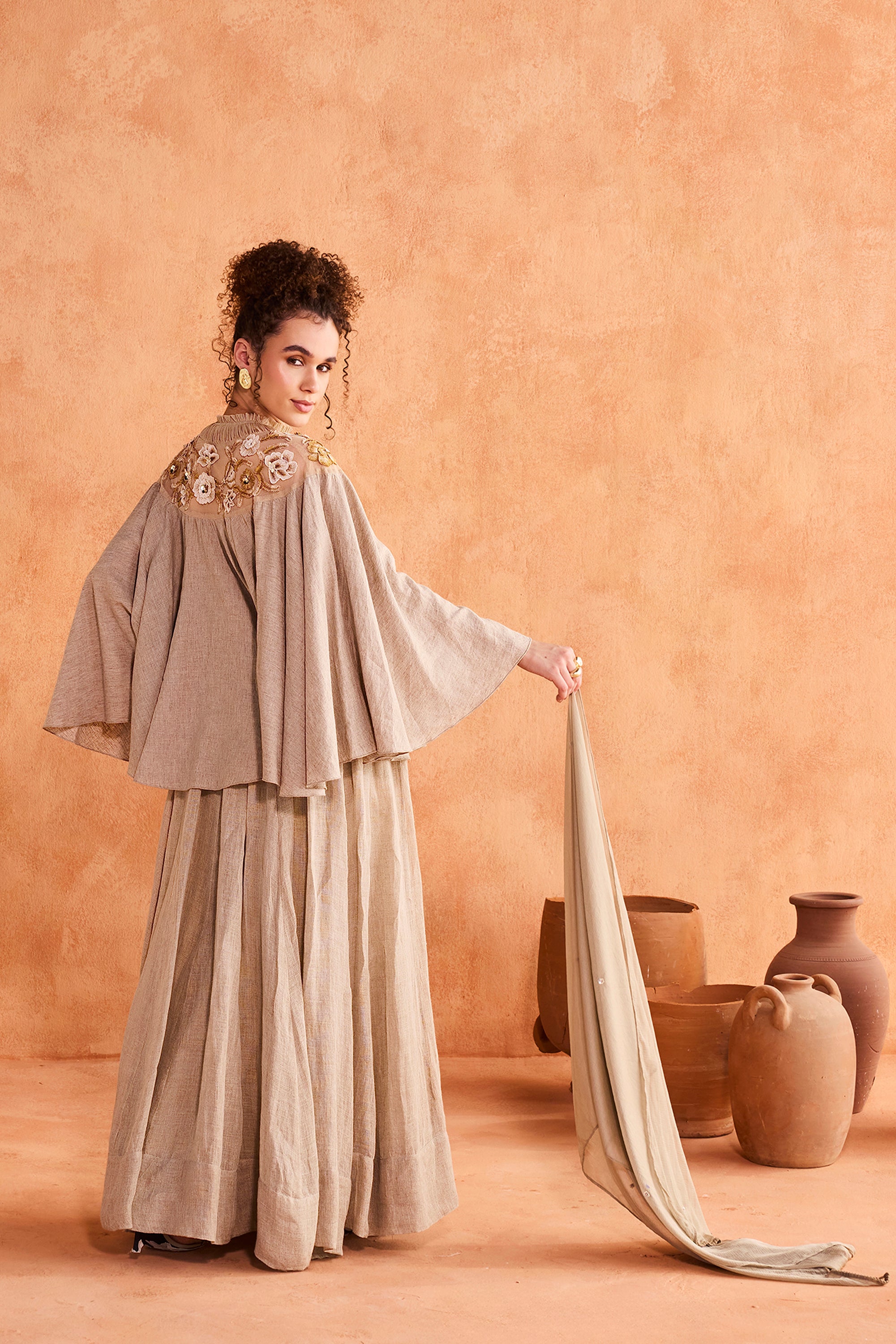 Barira Embroidered Cape & Skirt