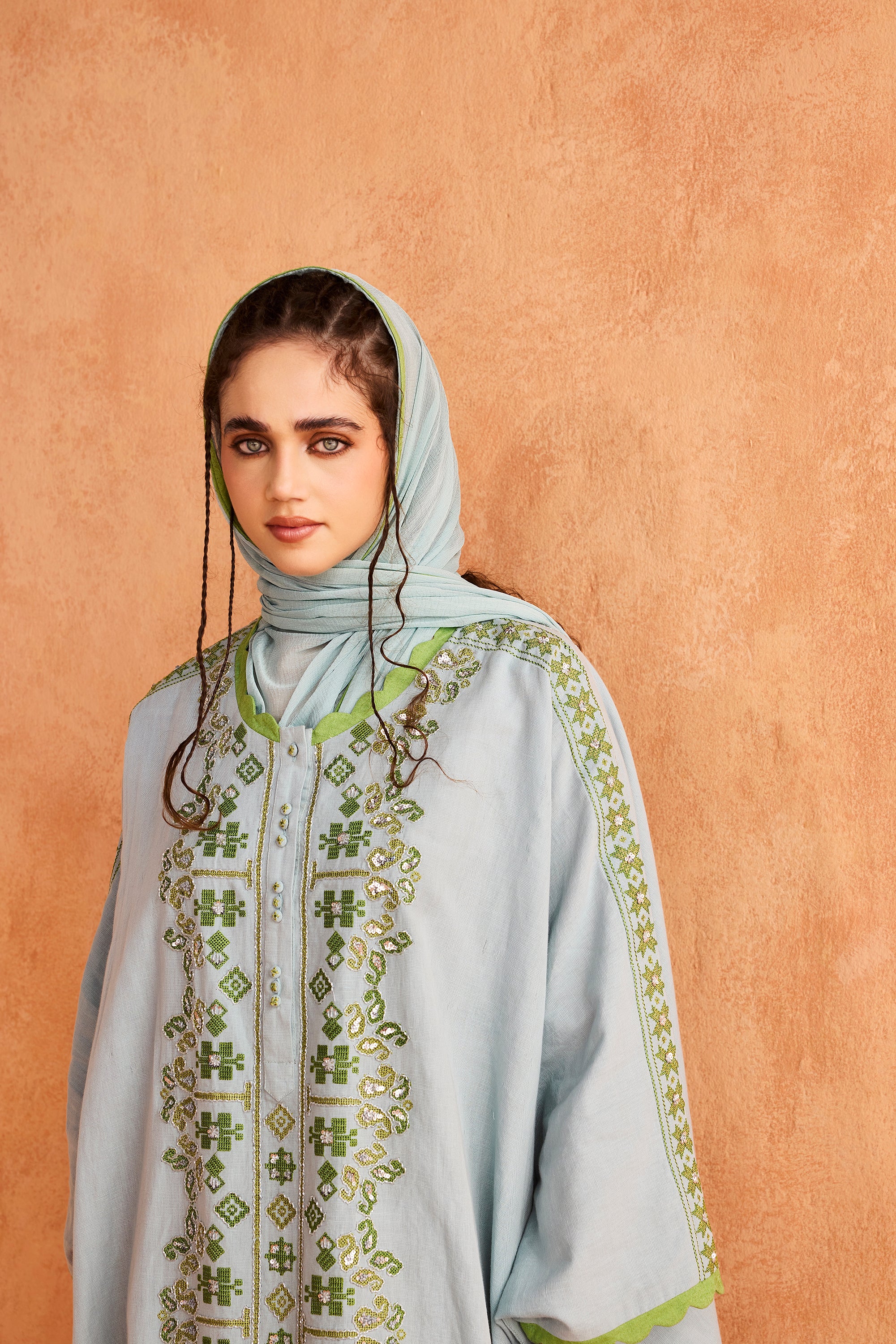 Amalina Embroidered Jalabiya with Embellishment