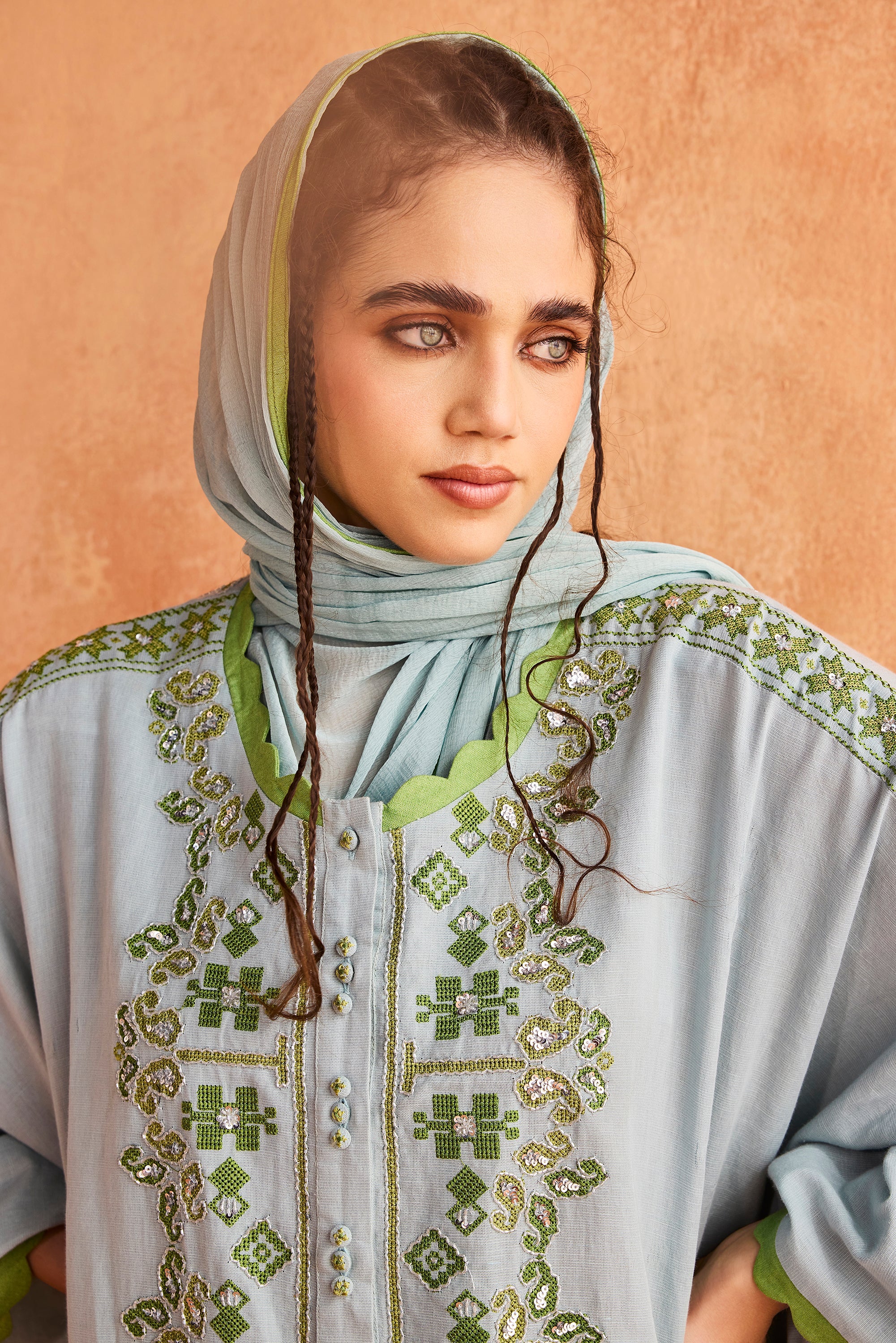 Amalina Embroidered Jalabiya with Embellishment