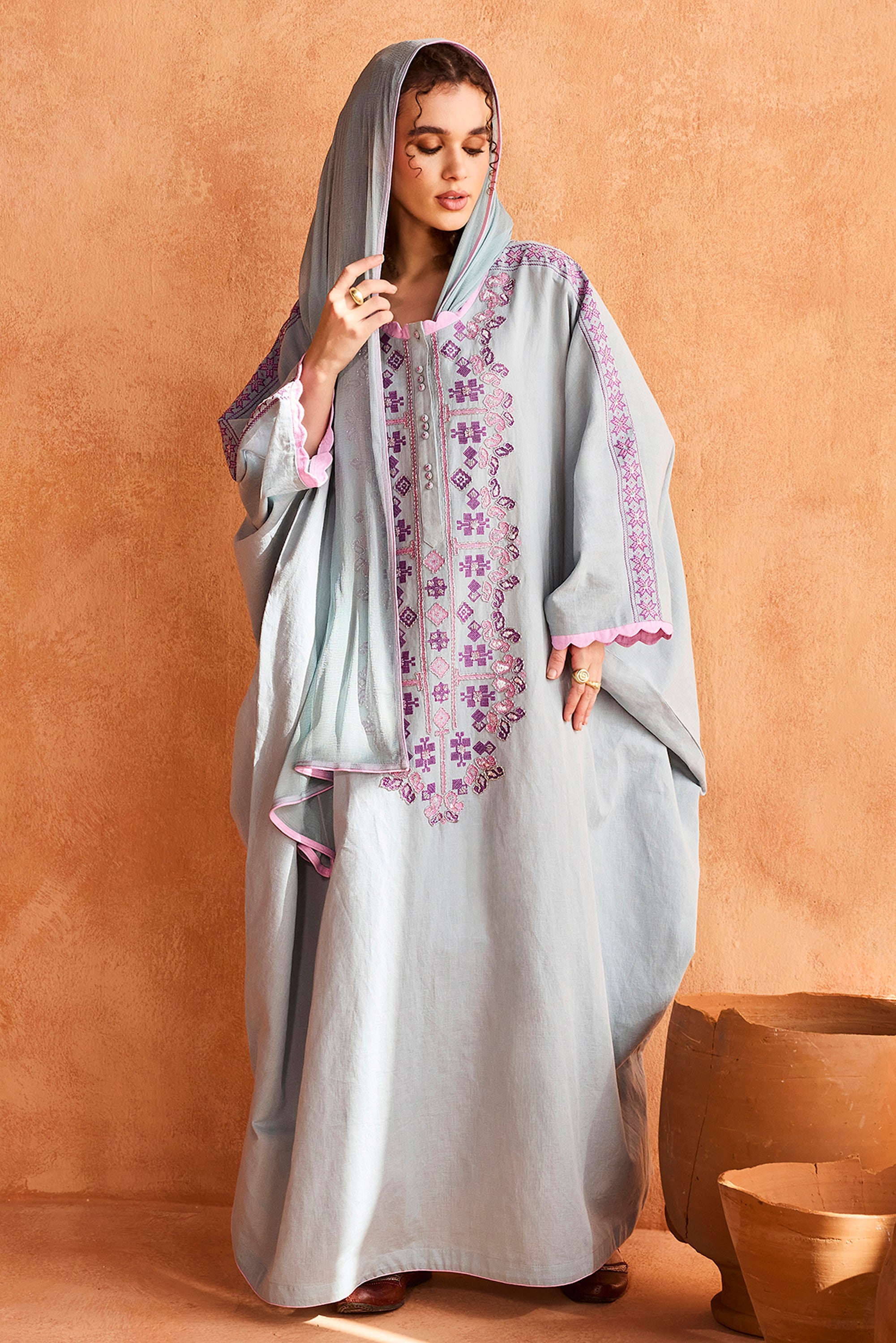 Alhan Embroidered Jalabiya with Embellishment