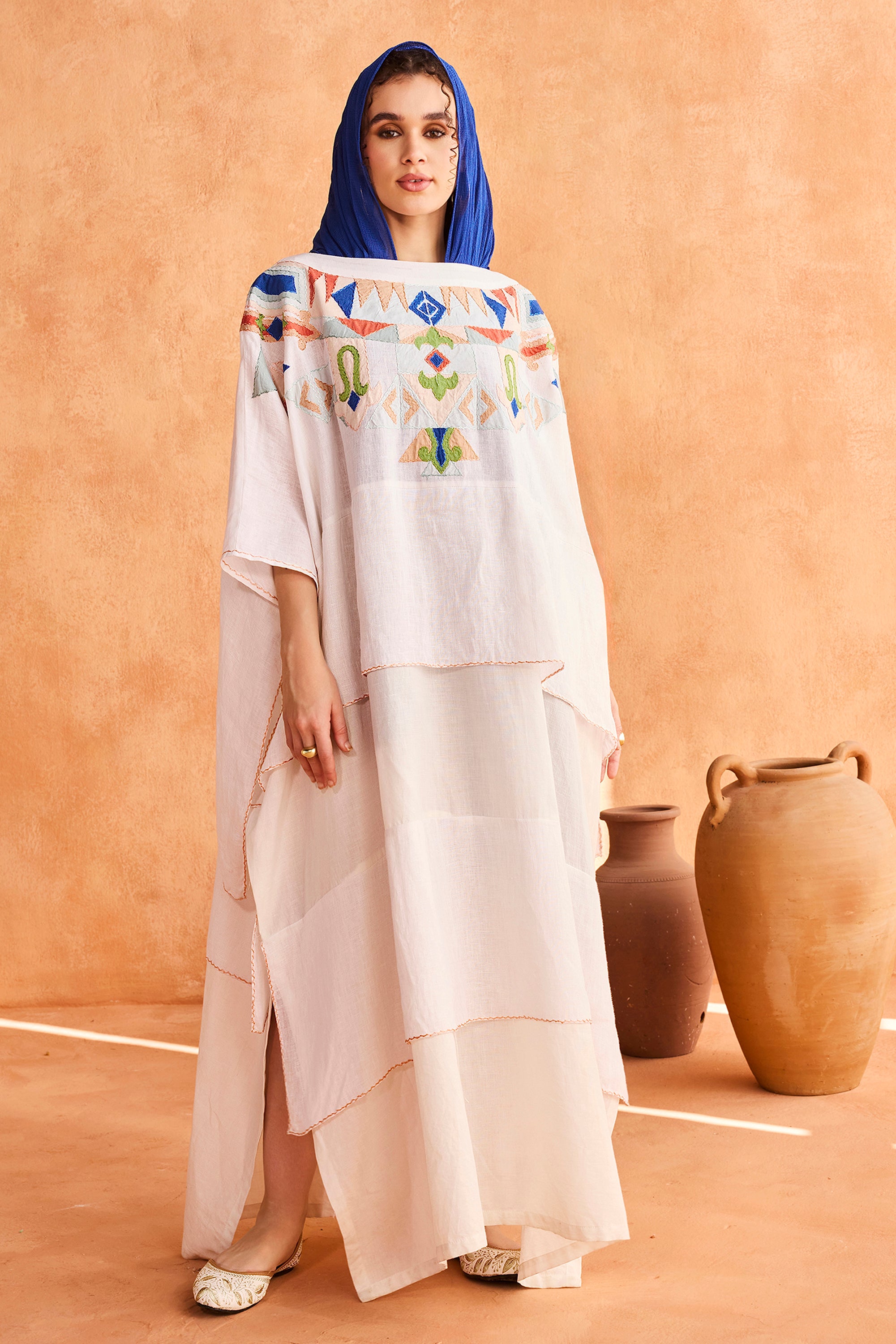 Basheera Embroidered Jalabiya with Patch Work