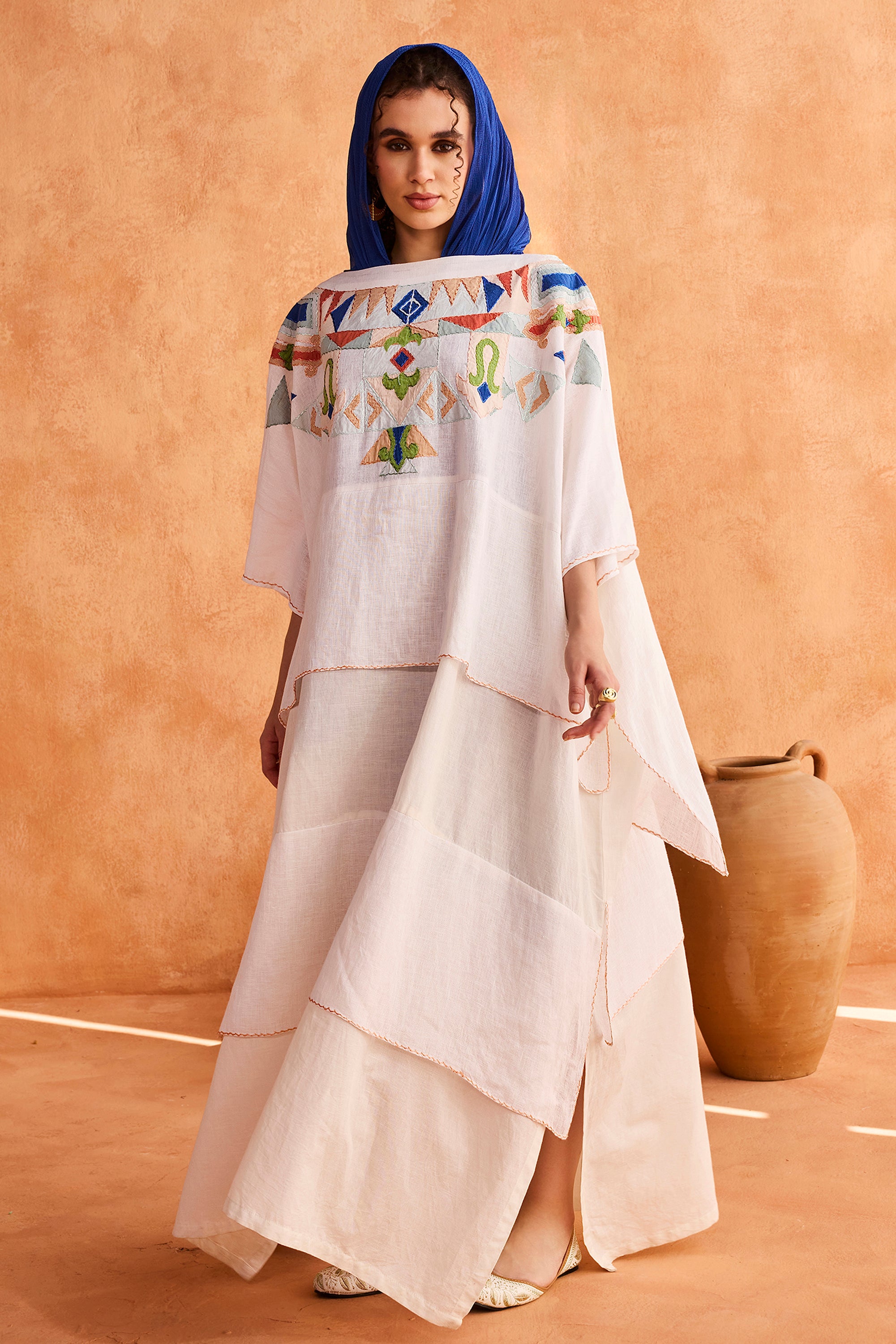 Basheera Embroidered Jalabiya with Patch Work