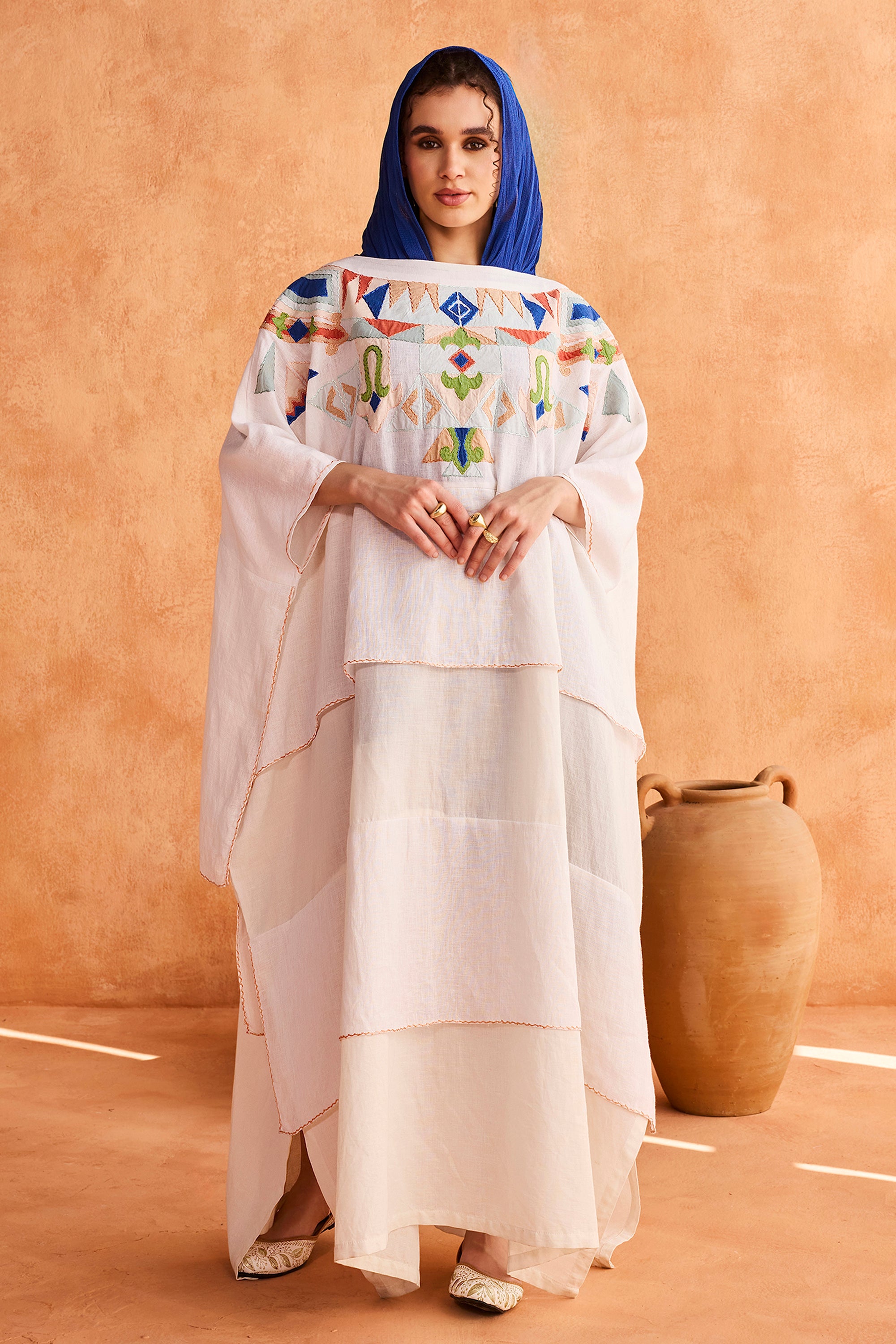 Basheera Embroidered Jalabiya with Patch Work