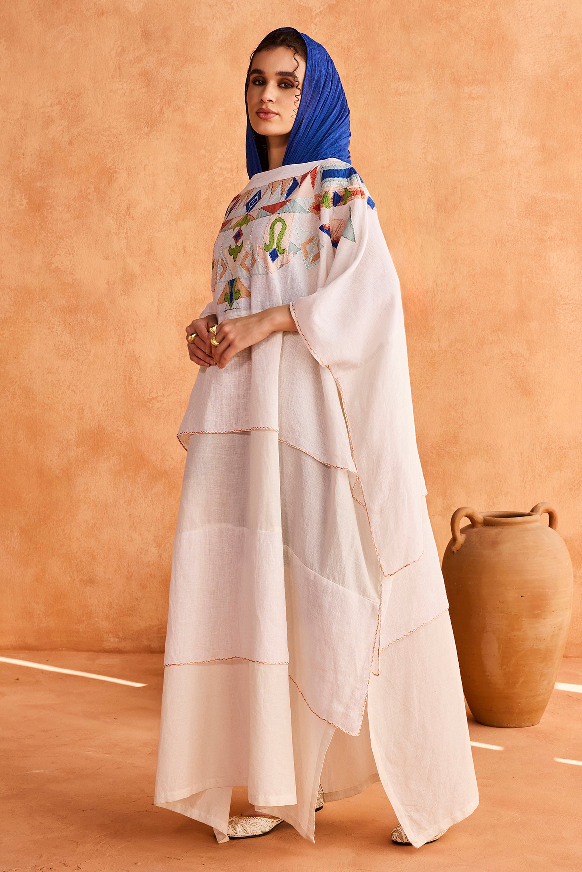 Basheera Embroidered Jalabiya with Patch Work