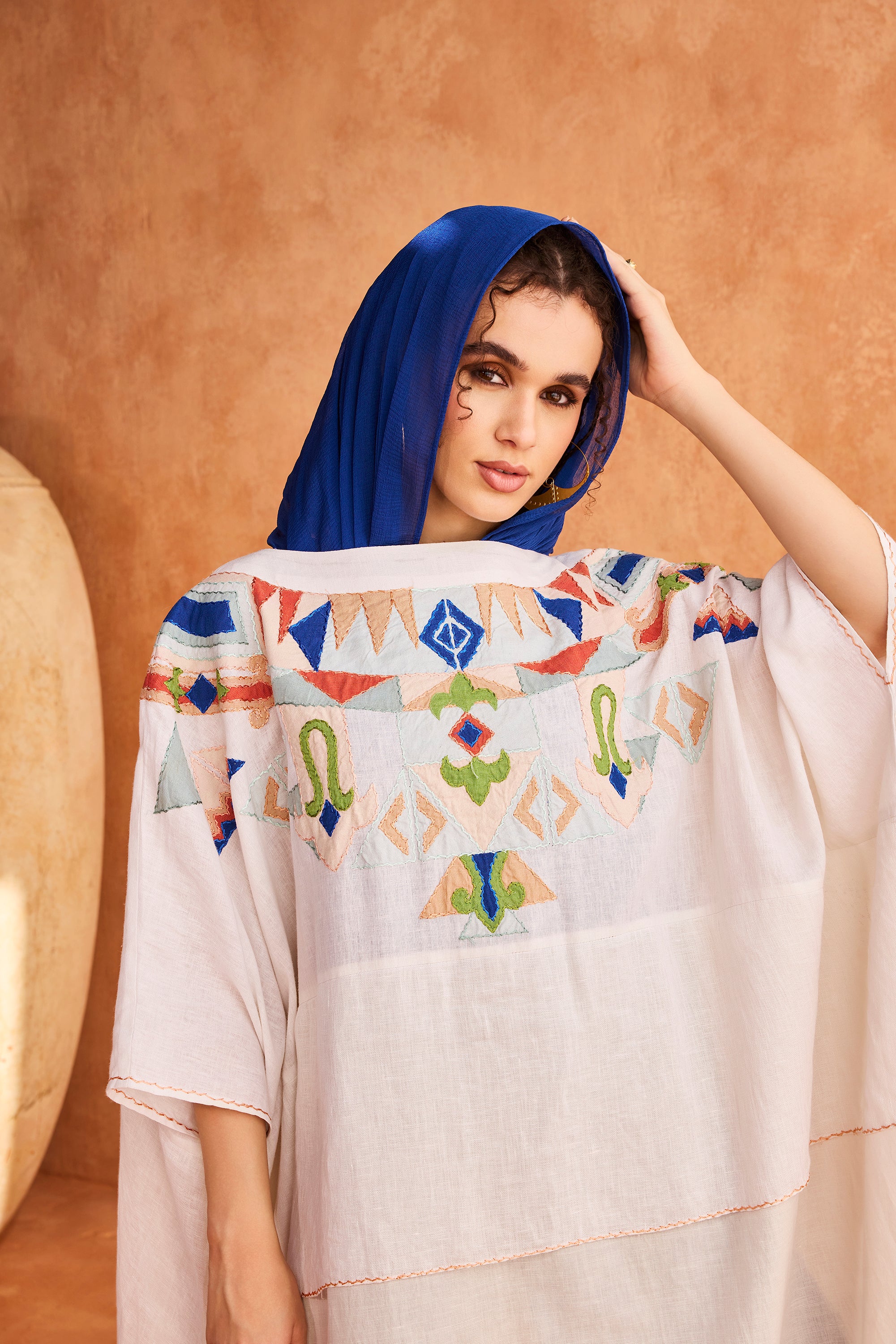 Basheera Embroidered Jalabiya with Patch Work