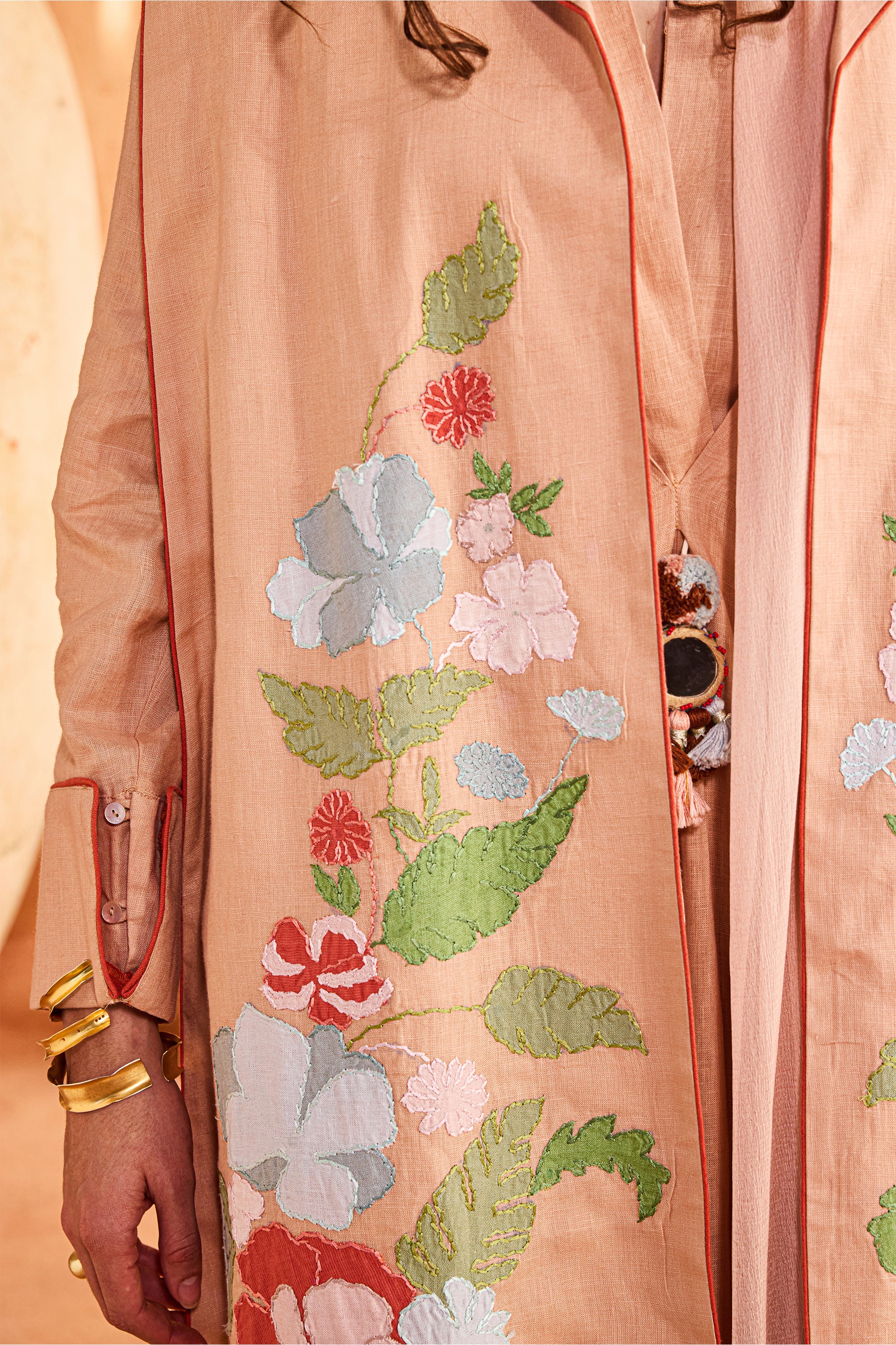 Bashaer Dushala Embroidered Cape with Patch Work