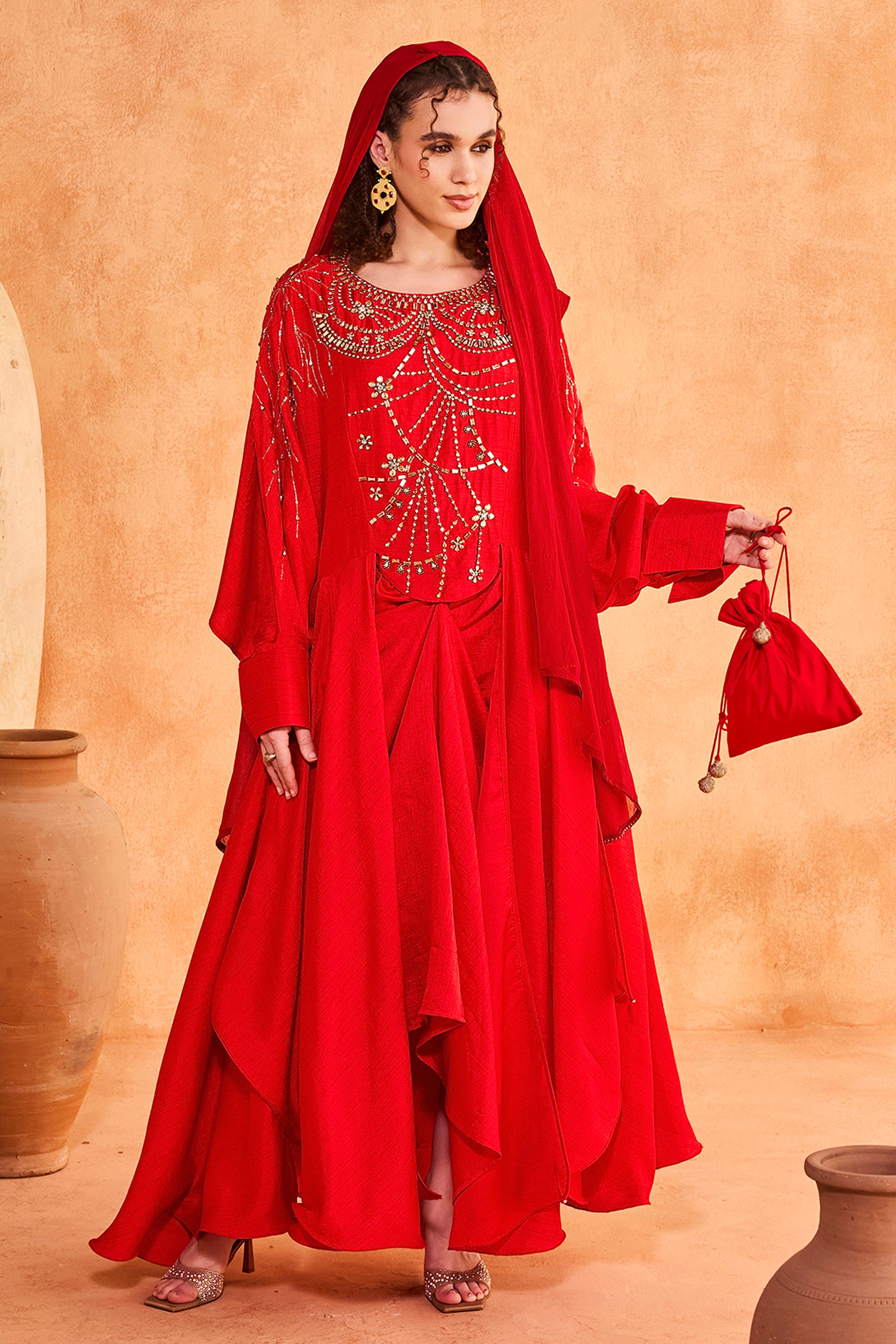 Bayda Embellished Cape with Dhoti