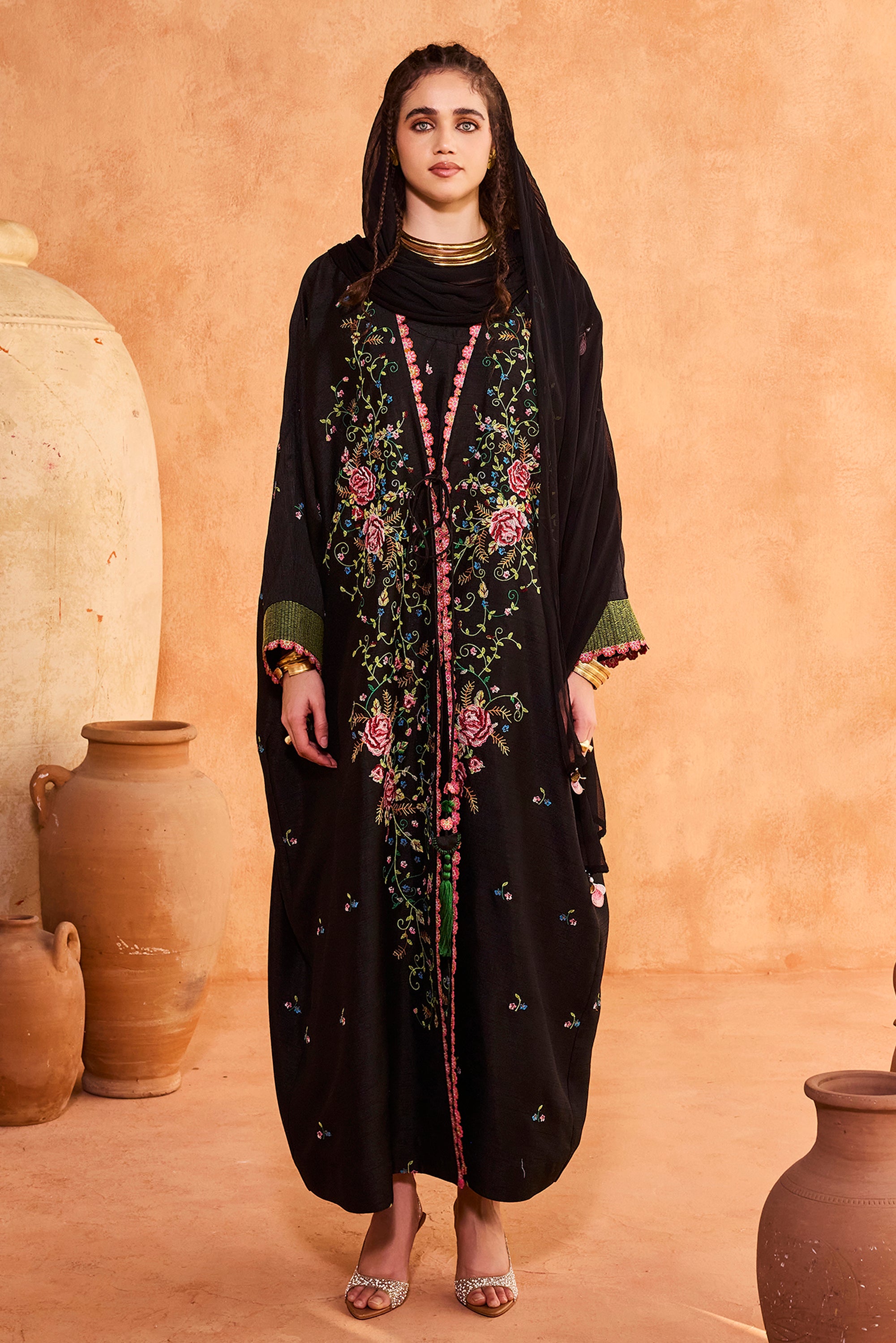 Nadeen Embroidered Abaya with Inner Dress
