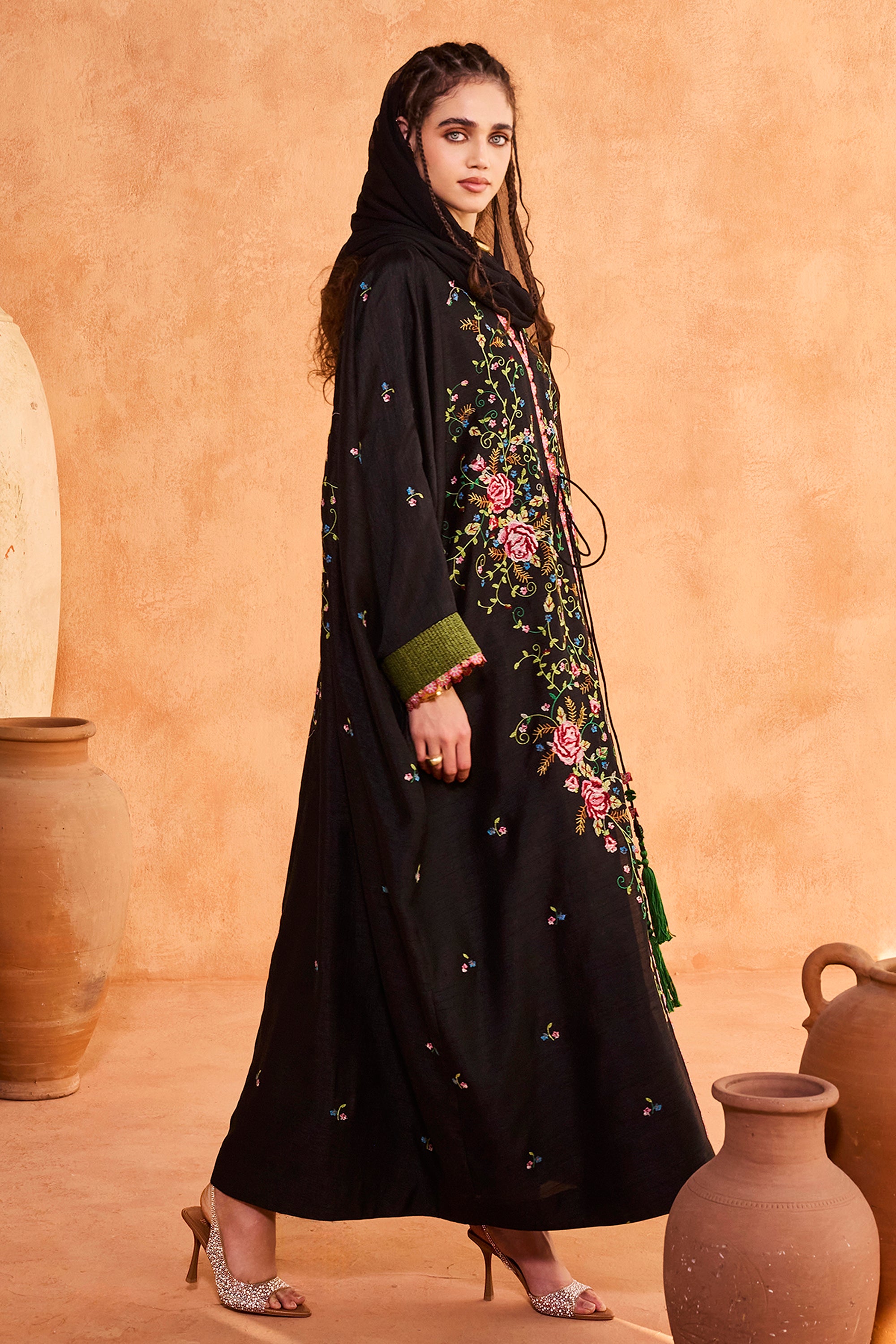 Nadeen Embroidered Abaya with Inner Dress