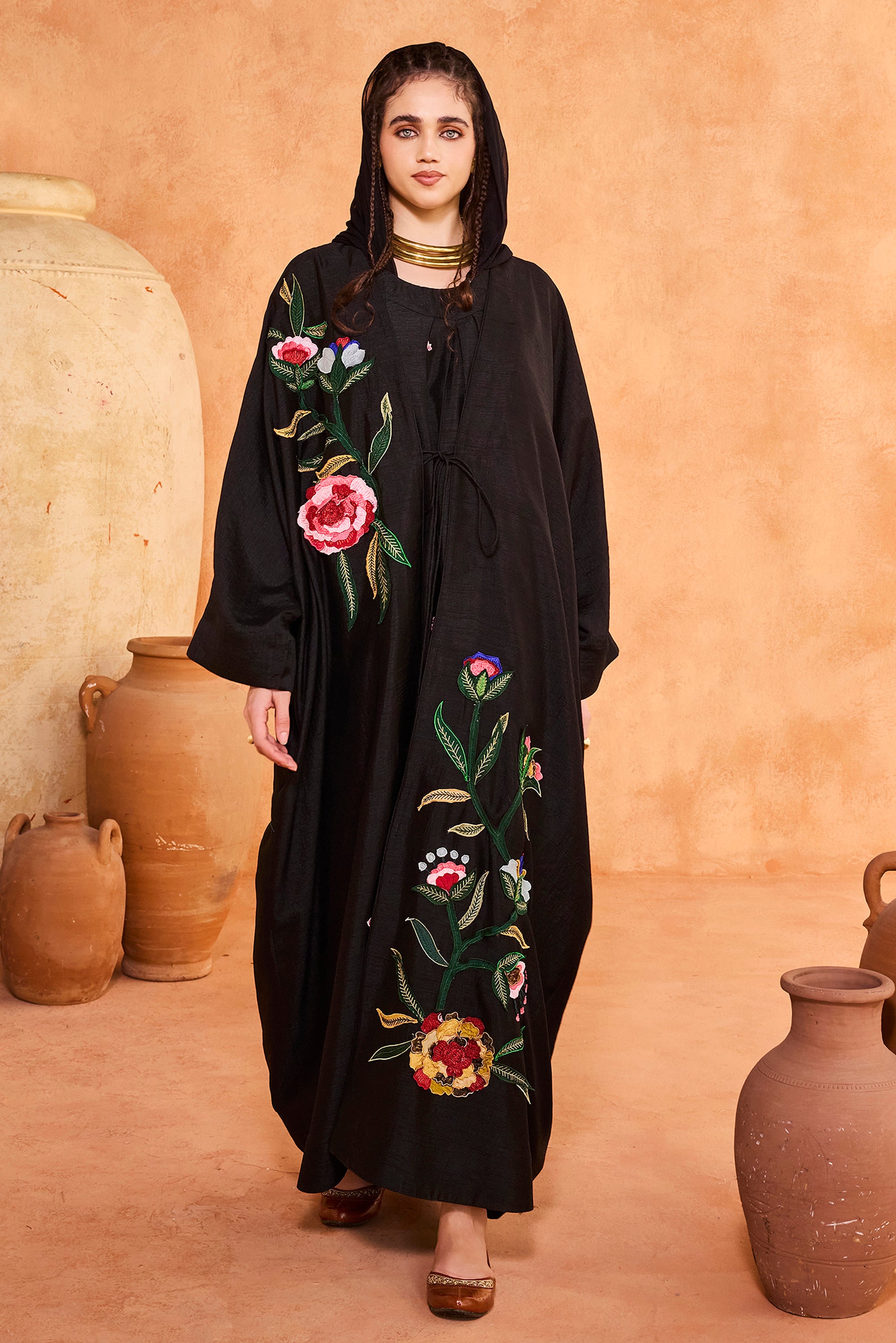 Hoor Embroidered Abaya with Inner Dress