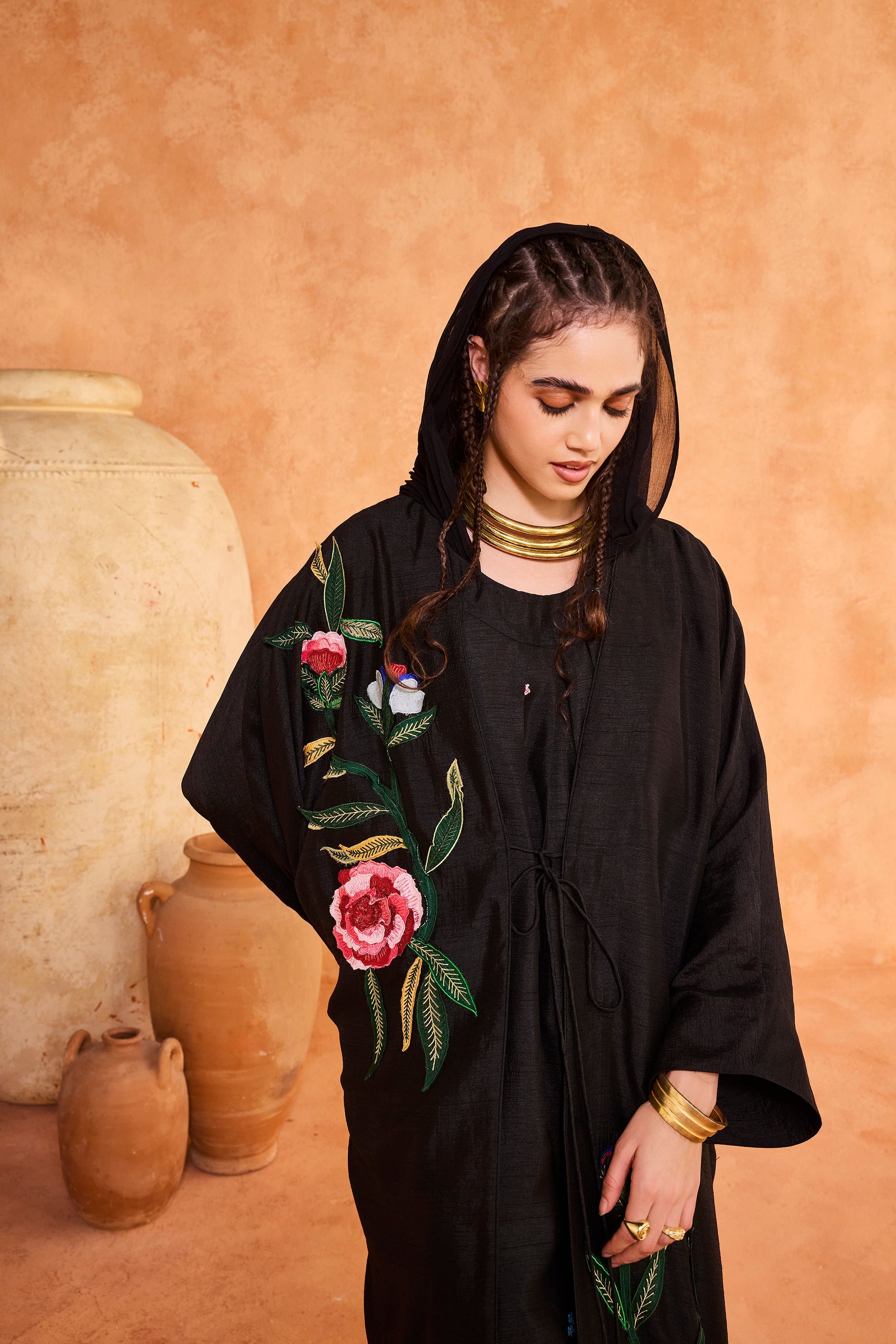 Hoor Embroidered Abaya with Inner Dress