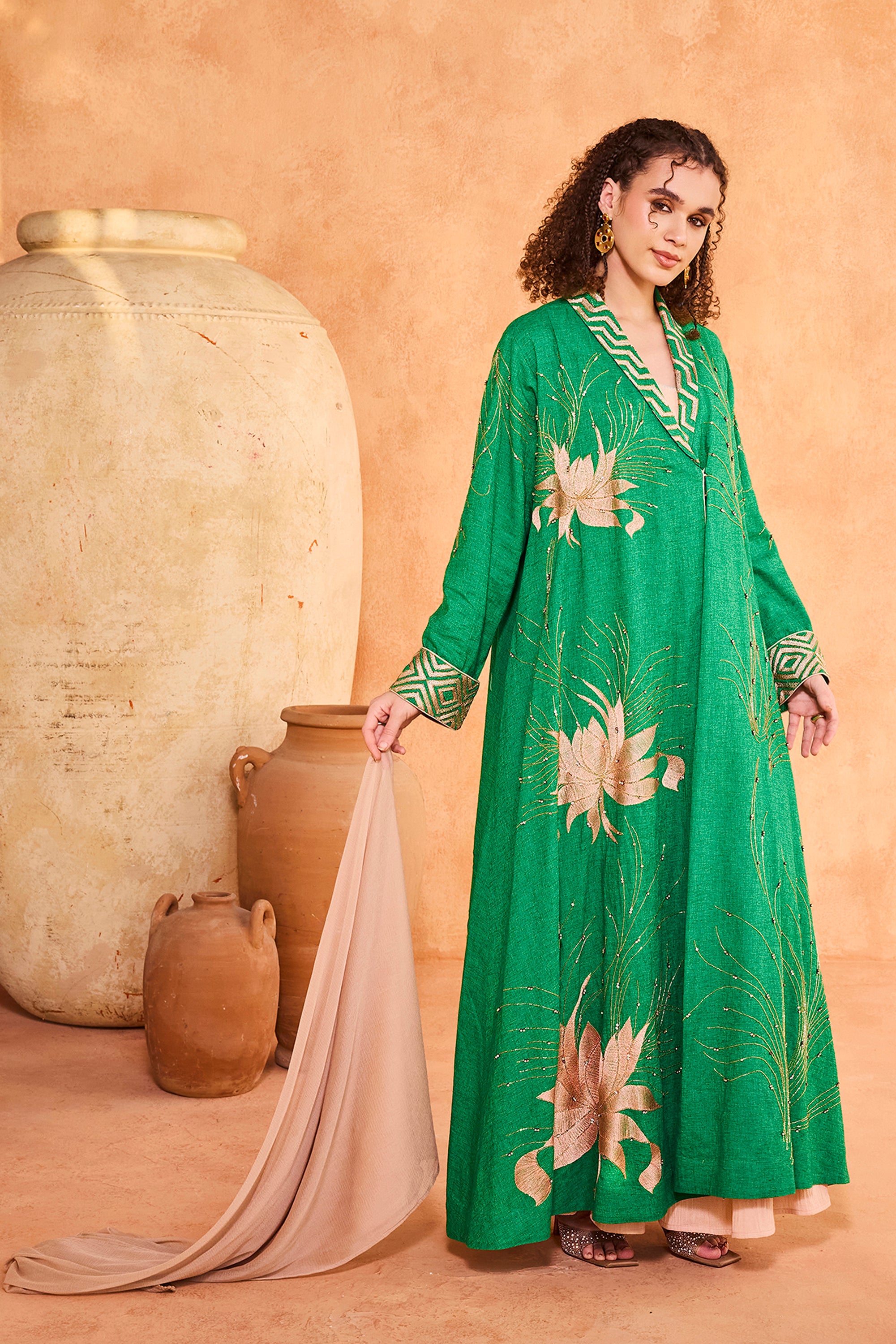 Adawiyah Embroidered Abaya with Embellishment