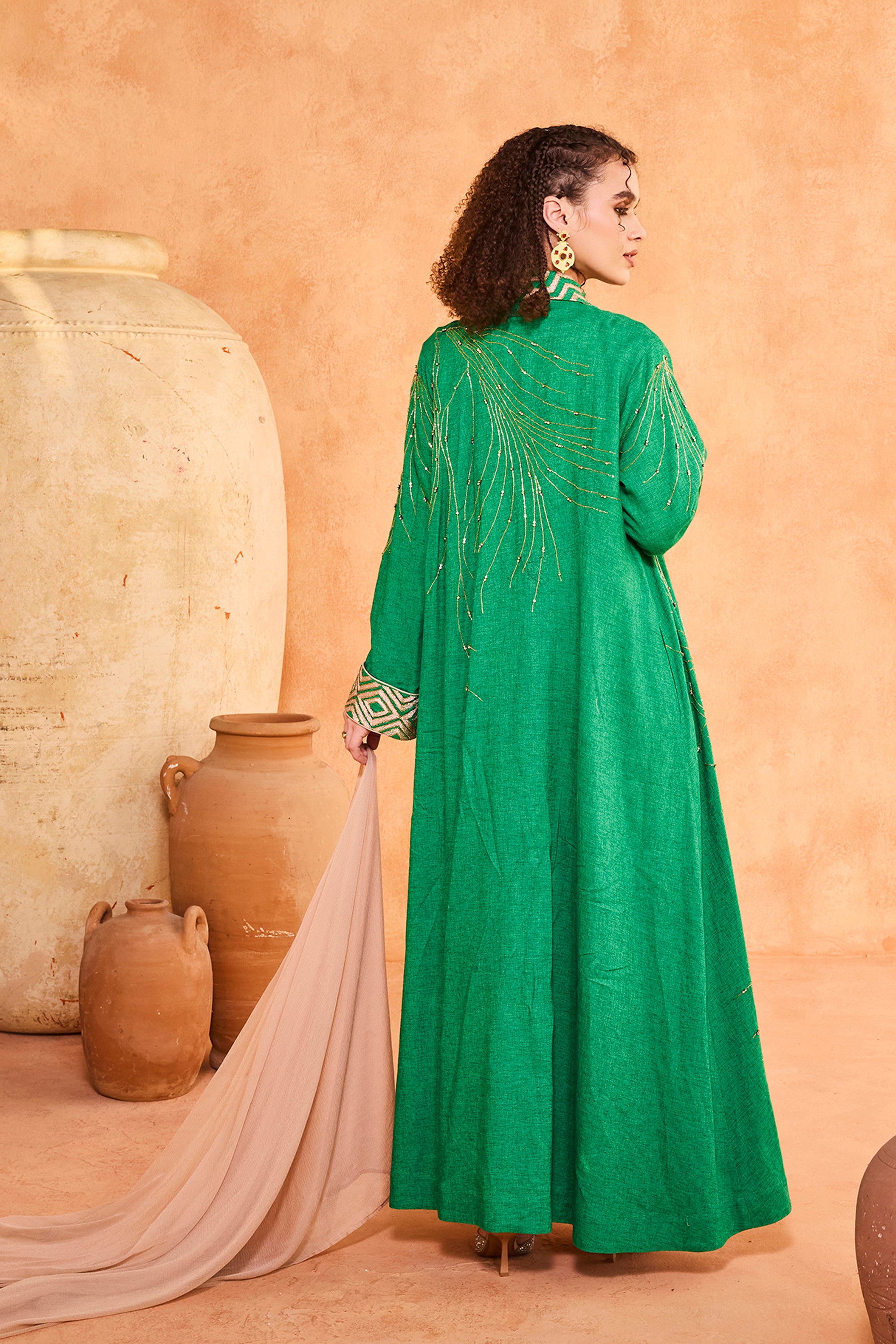 Adawiyah Embroidered Abaya with Embellishment