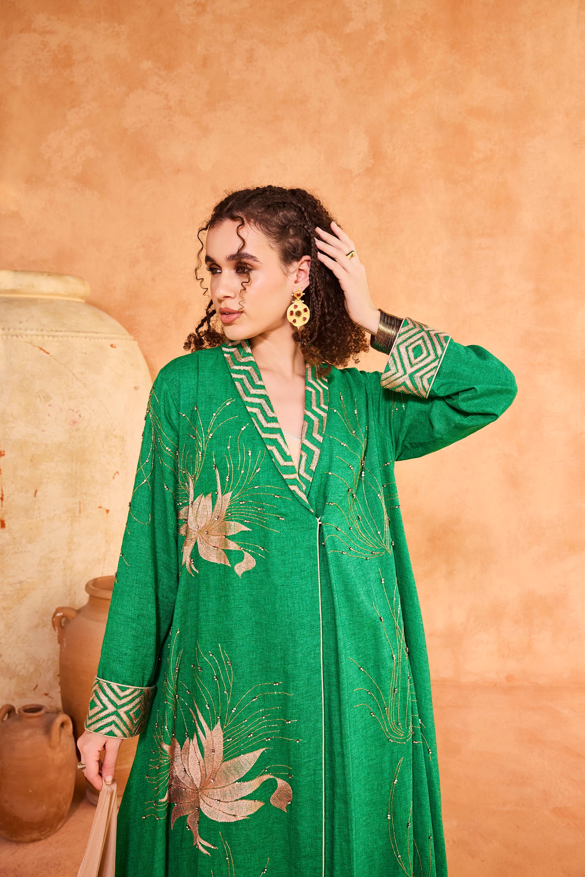 Adawiyah Embroidered Abaya with Embellishment