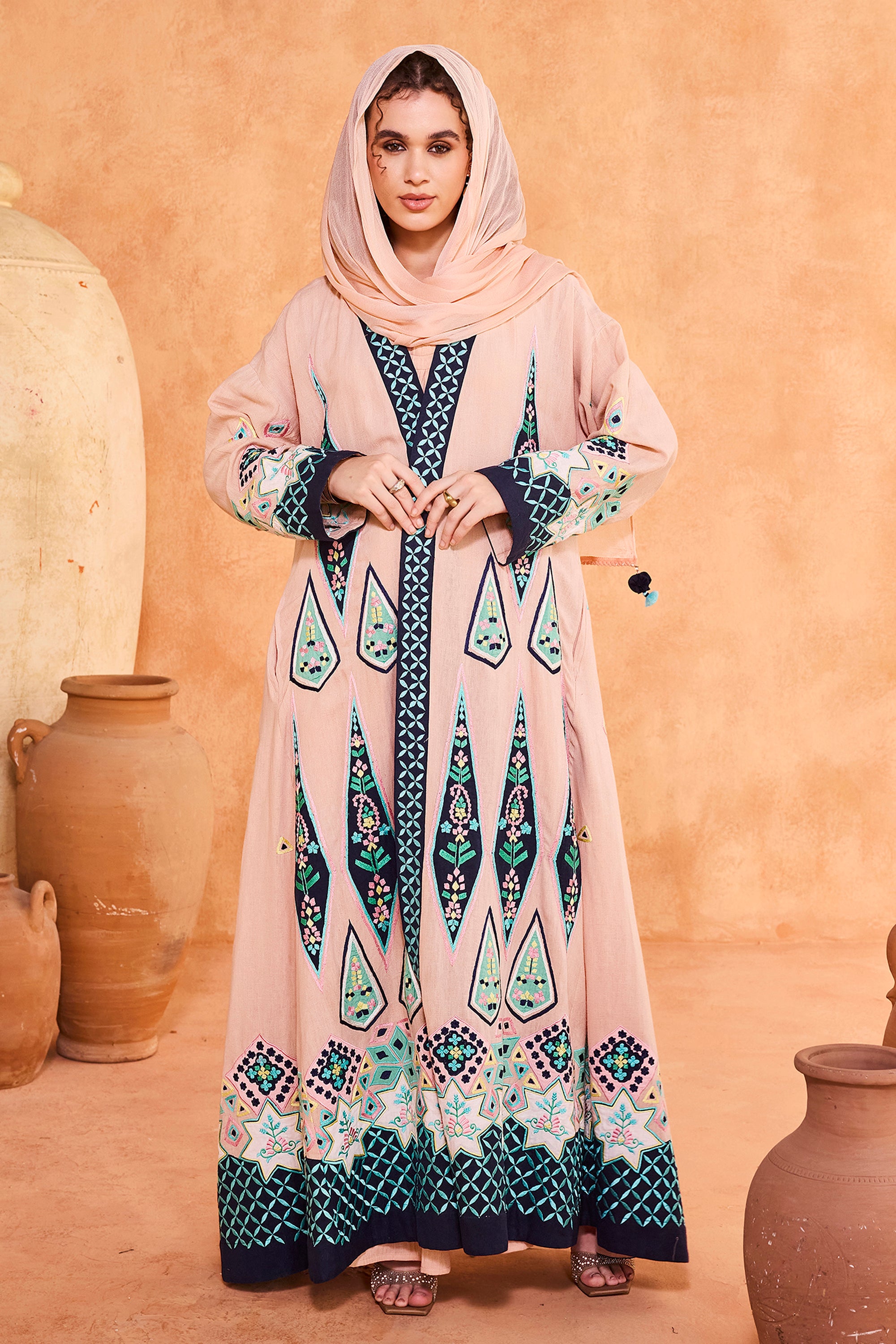 Tamimah Embroidered Abaya with Patch Work