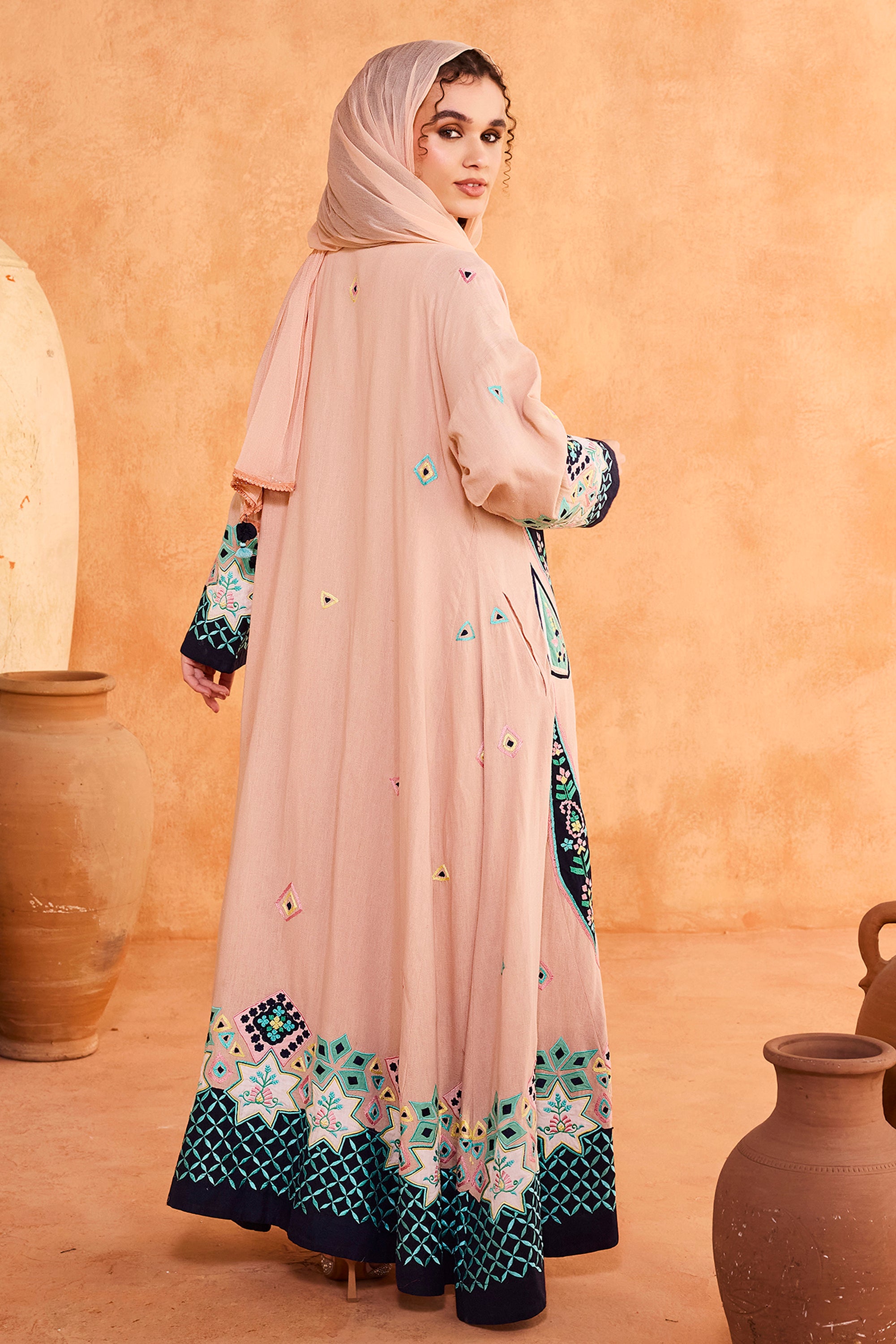 Tamimah Embroidered Abaya with Patch Work