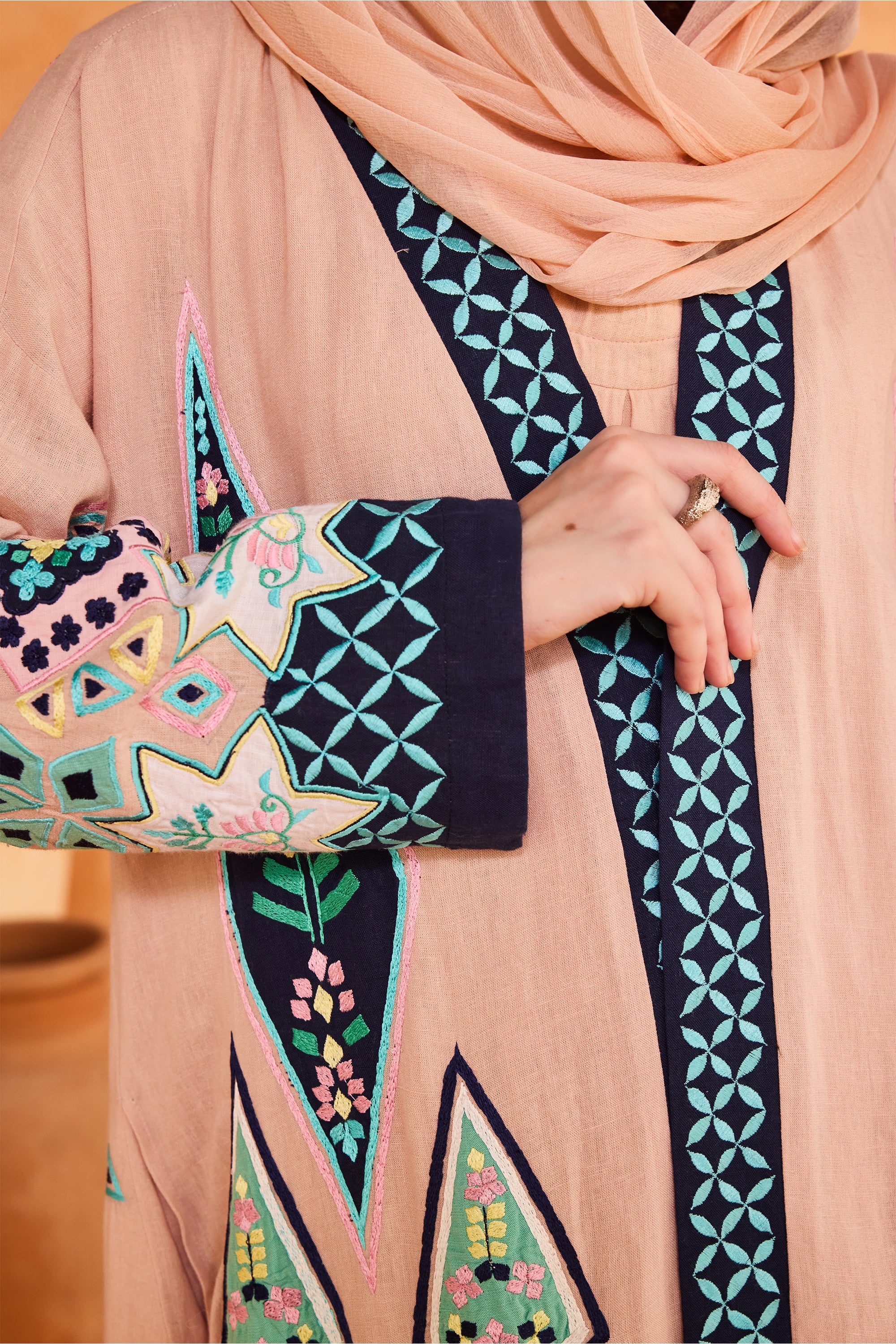 Tamimah Embroidered Abaya with Patch Work