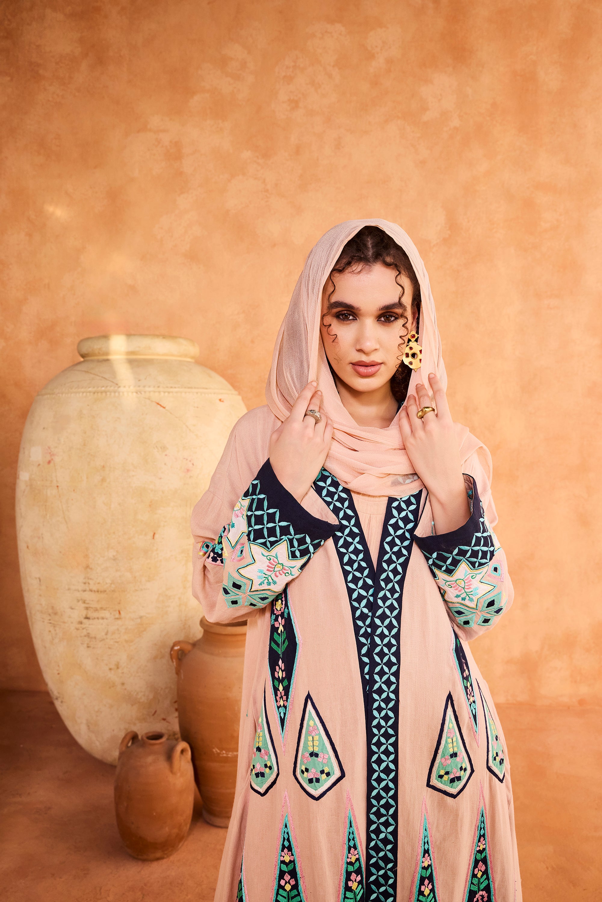 Tamimah Embroidered Abaya with Patch Work