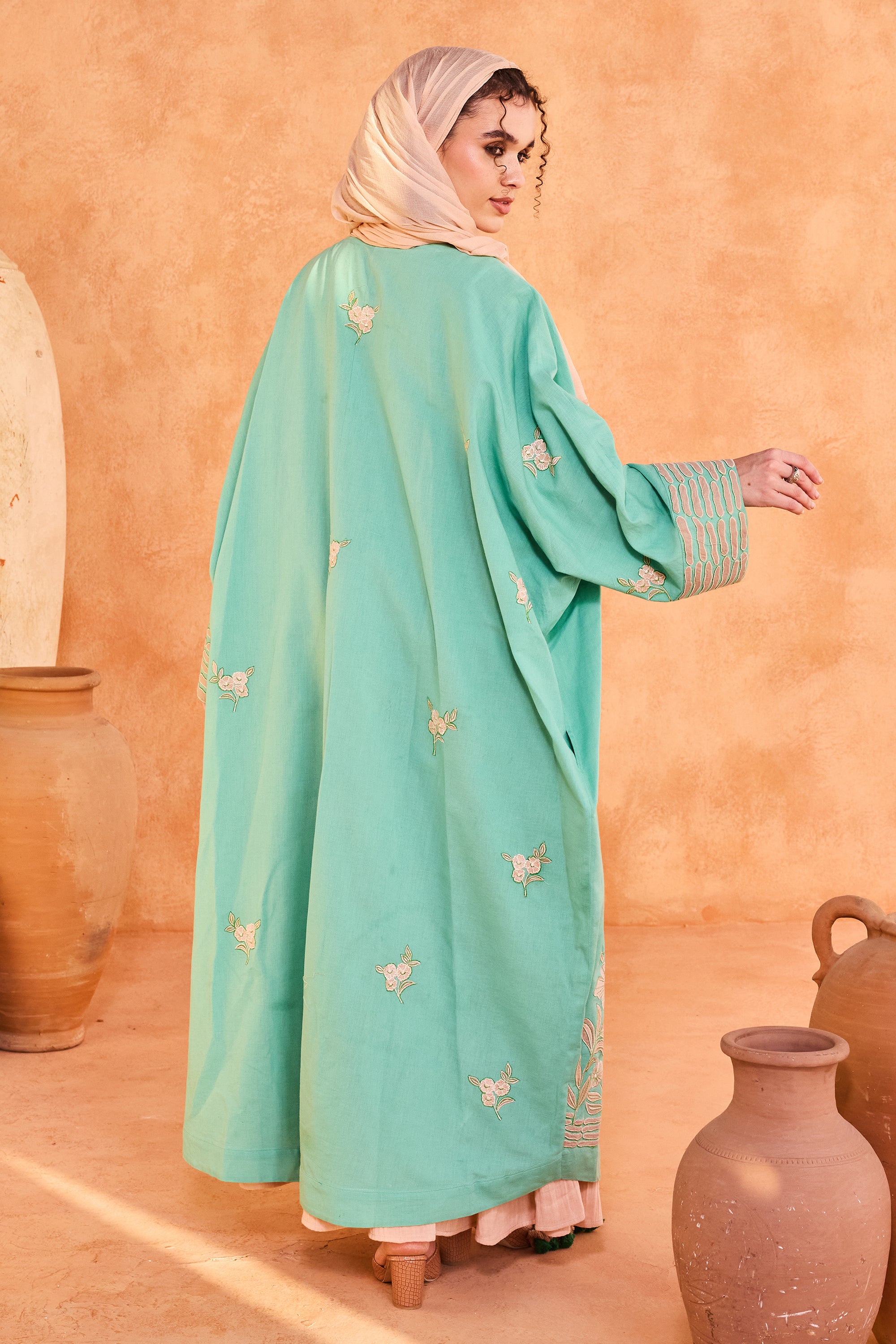 Soumaya Embroidered Abaya with Patch Work