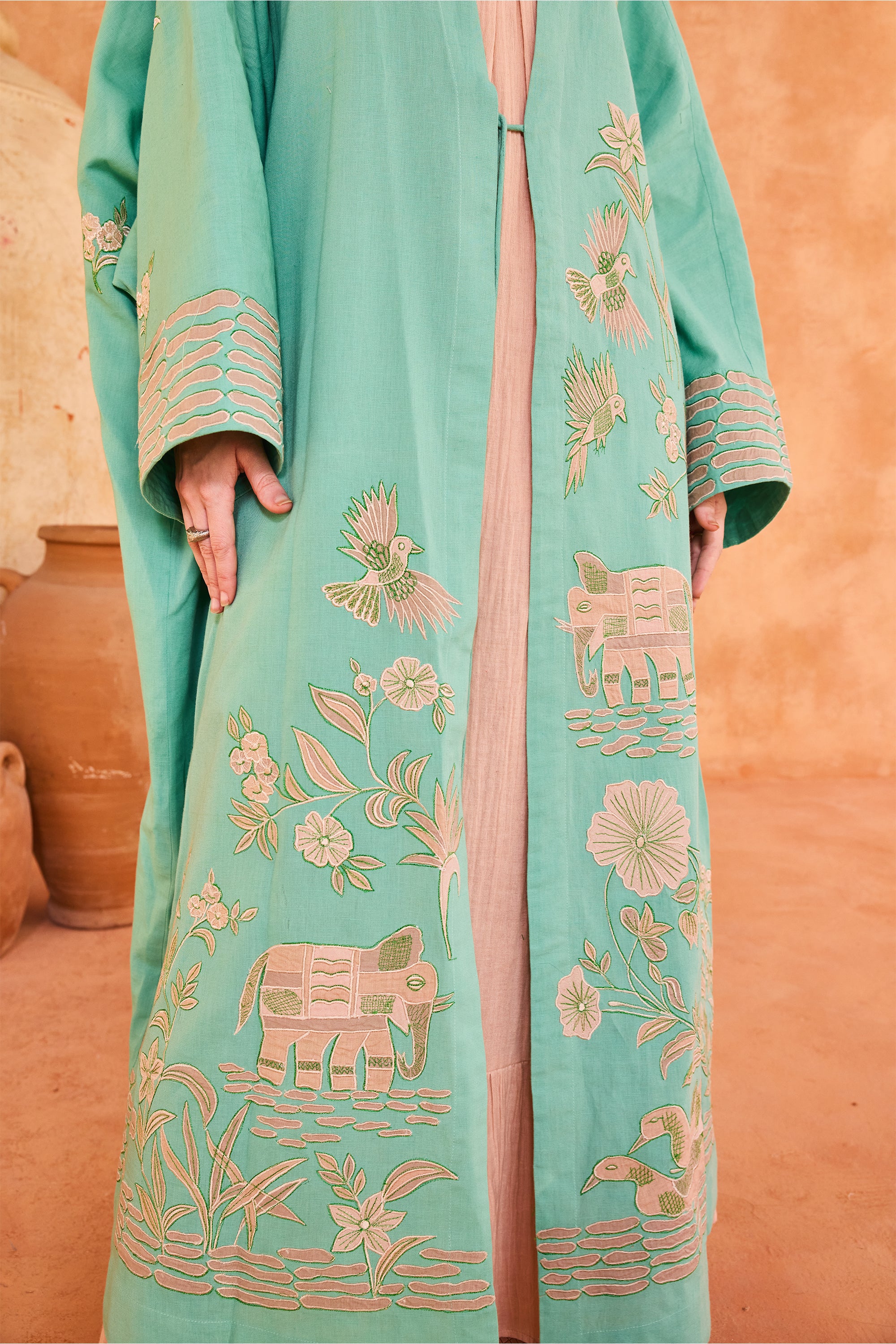 Soumaya Embroidered Abaya with Patch Work