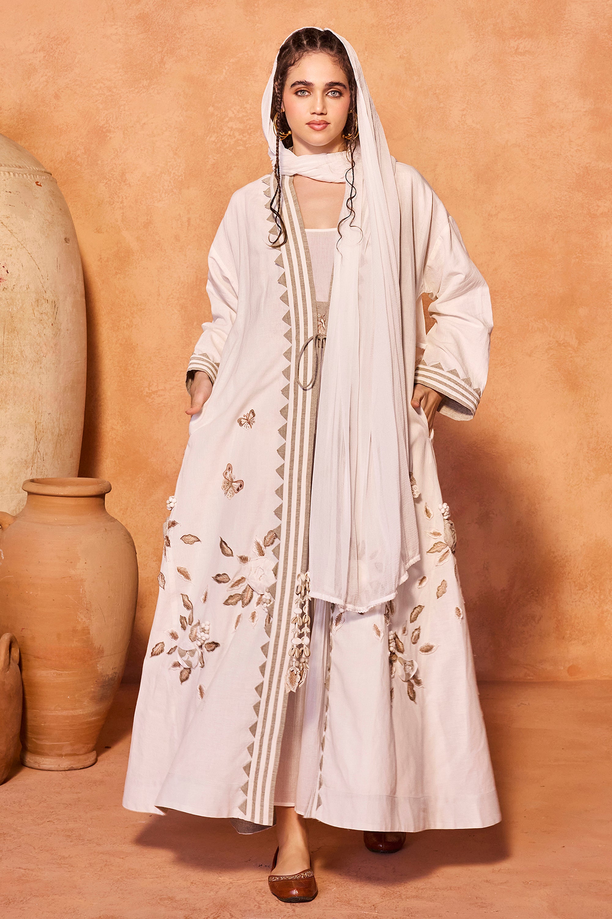 Najwa Embroidered Abaya with Inner Dress