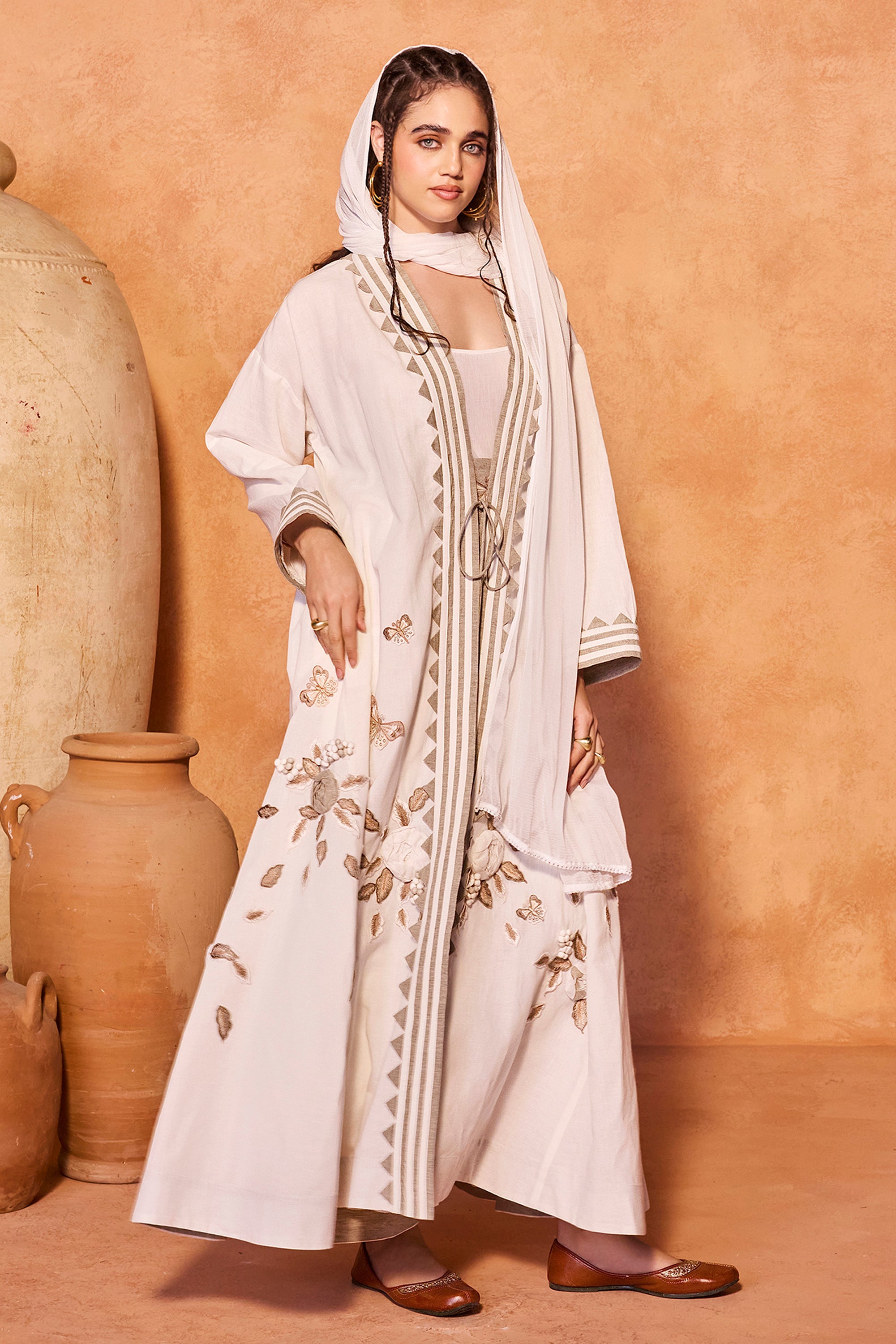 Najwa Embroidered Abaya with Inner Dress