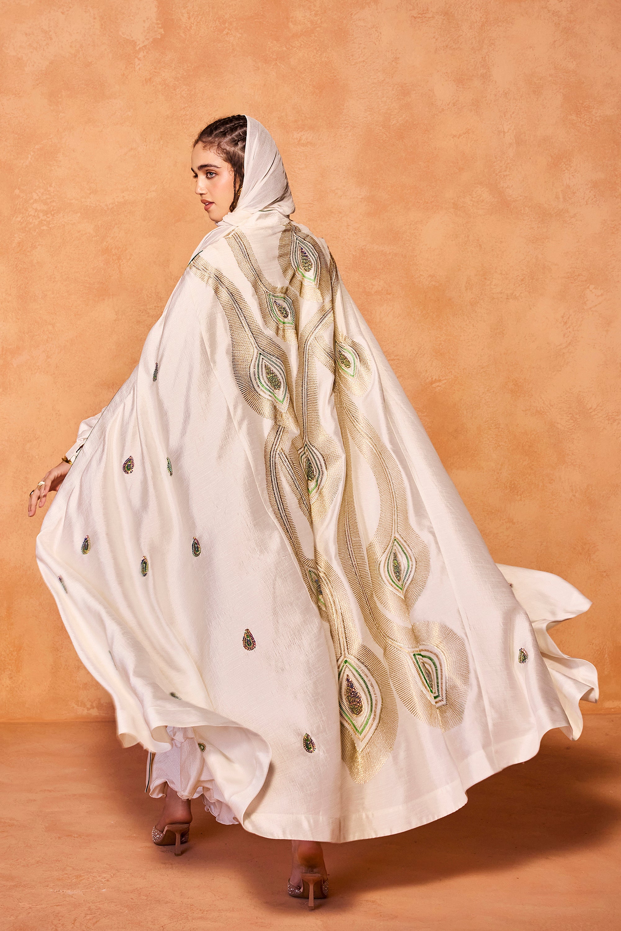 Maram Embroidered Cape with Inner Dress