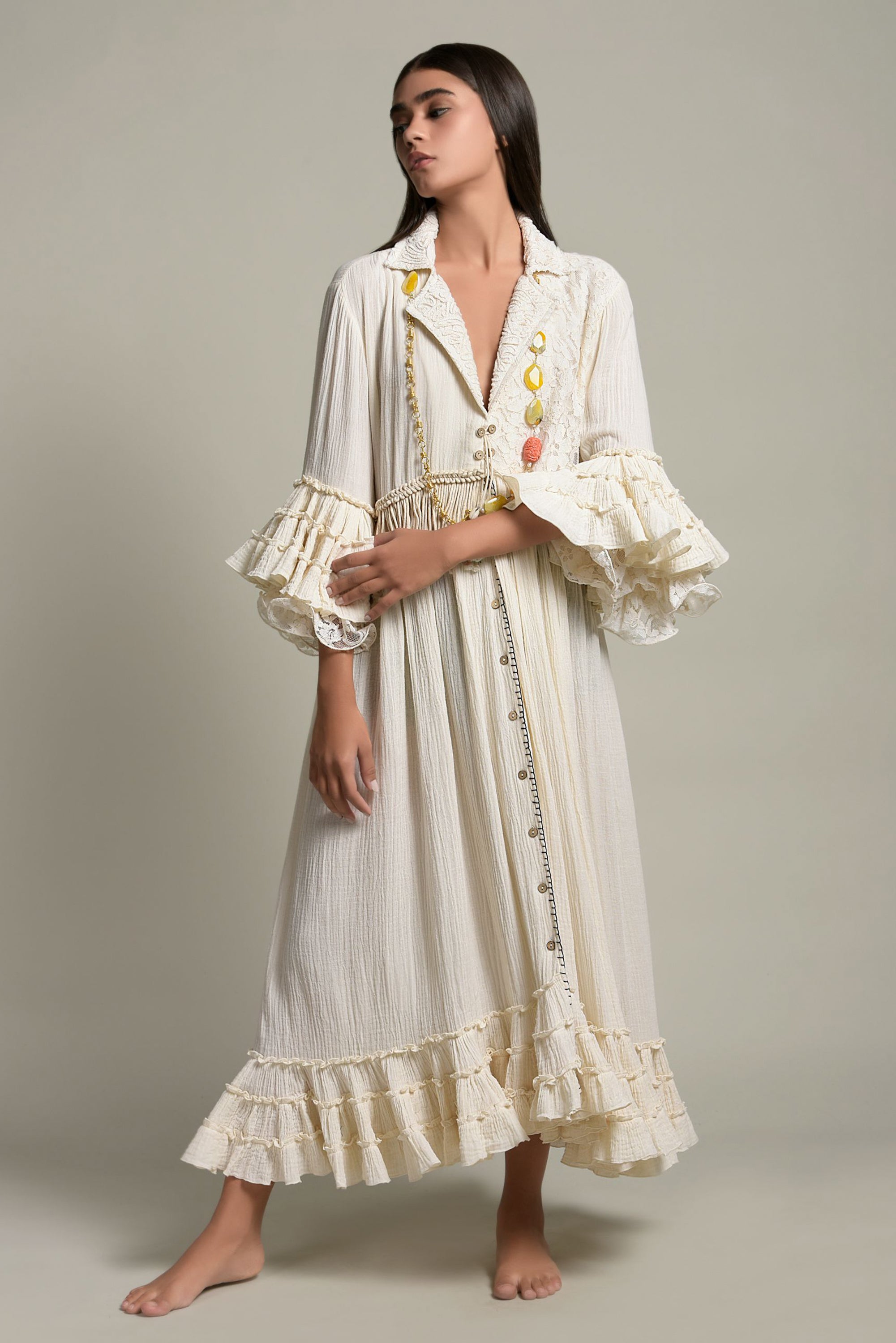 Doha Long Jalabiya with Detail Handwork