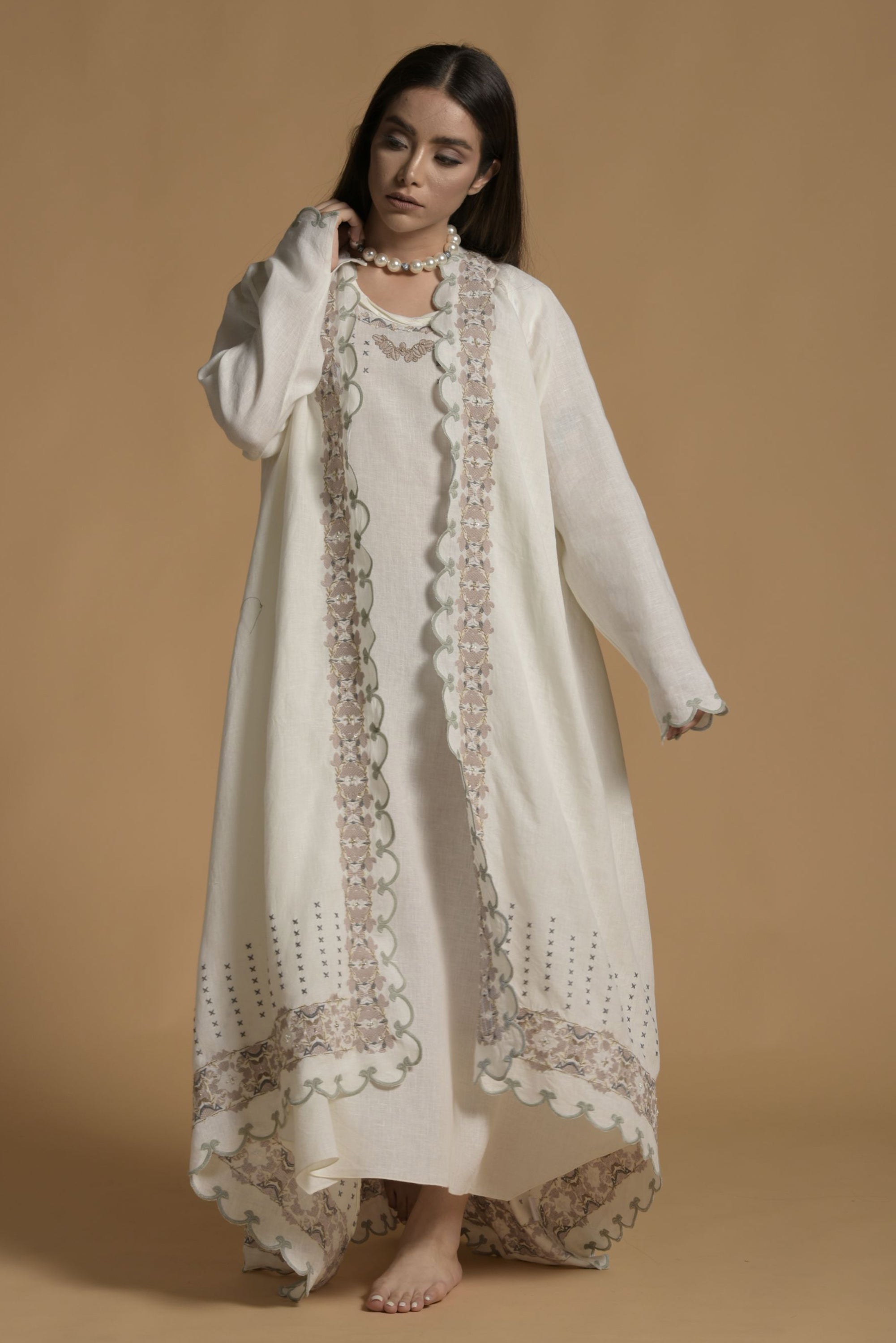 Farah Embellished & Embroidered Bisht with Inner Dress