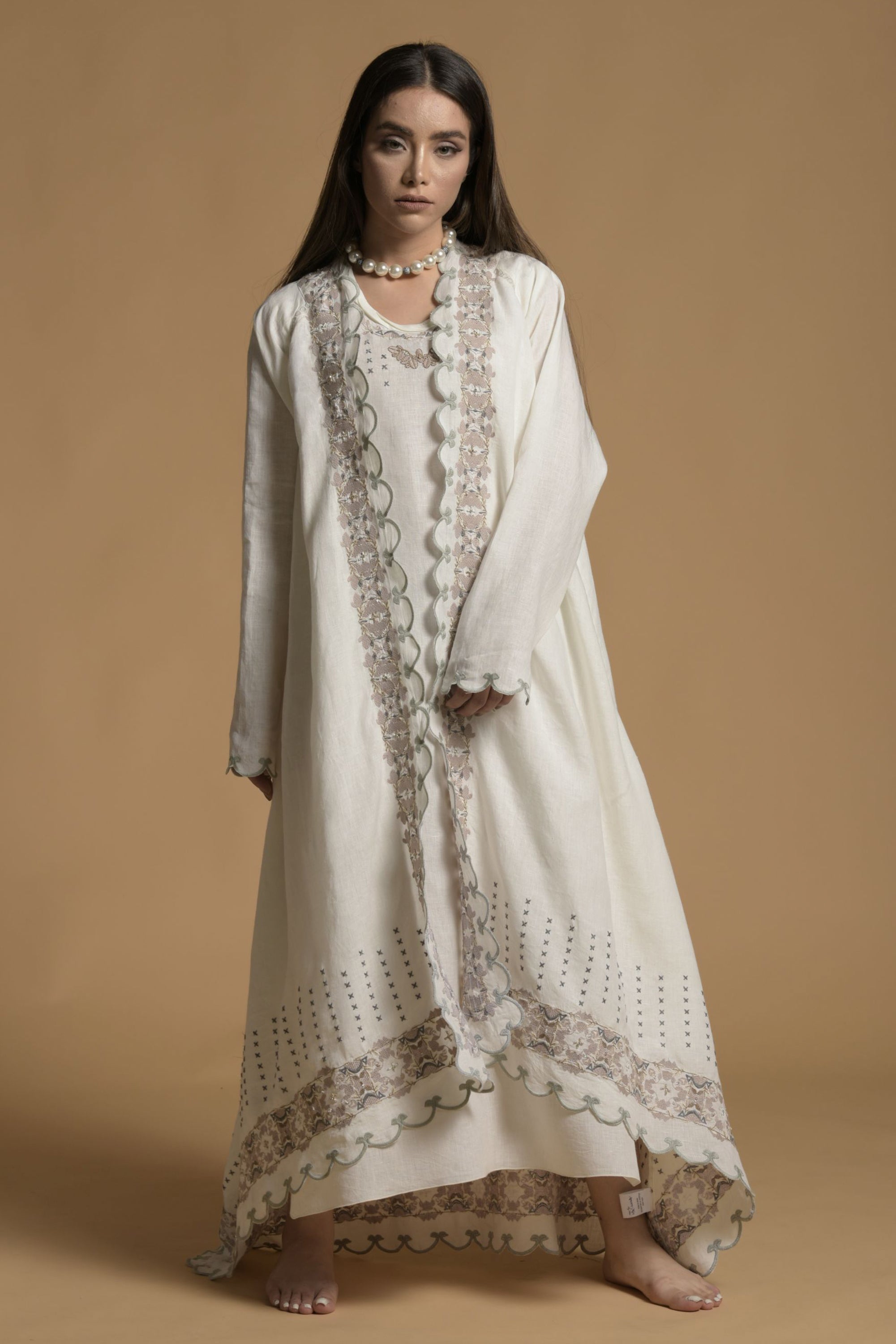 Farah Embellished & Embroidered Bisht with Inner Dress