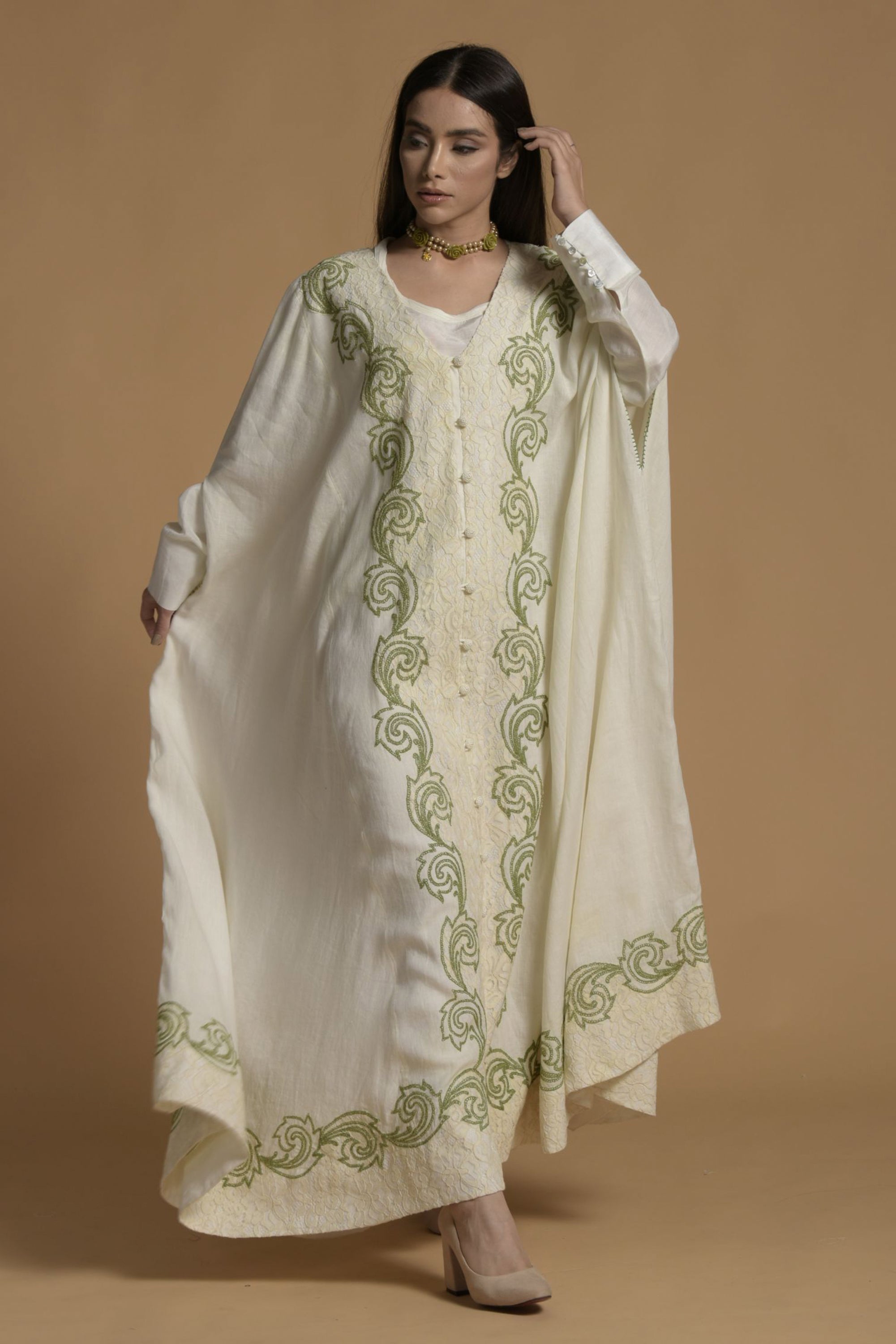 Wardah Embellished Cape with Cotton Inner Dress