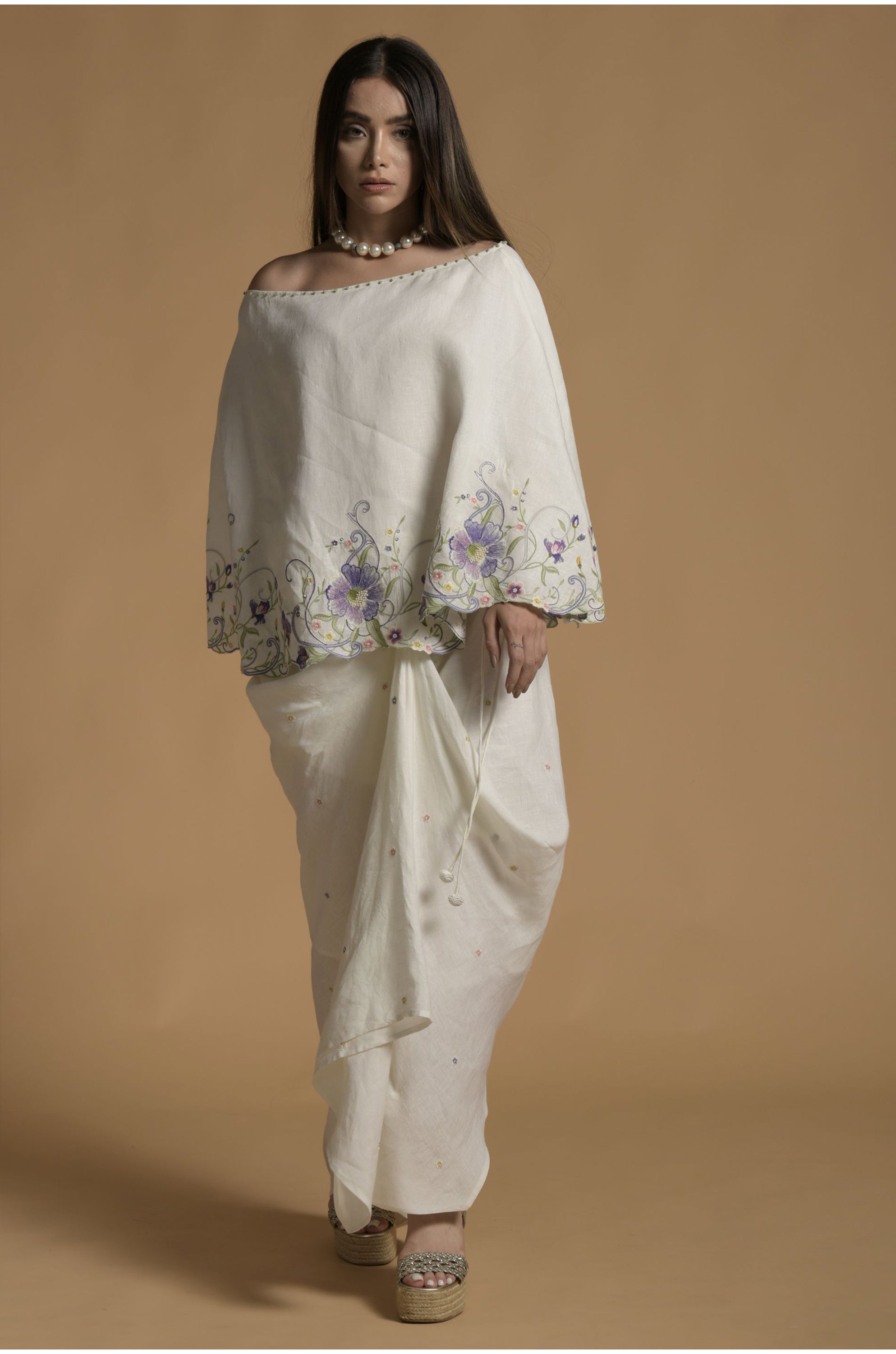 Afroz Embellished & Embroidered Cape with Dhoti