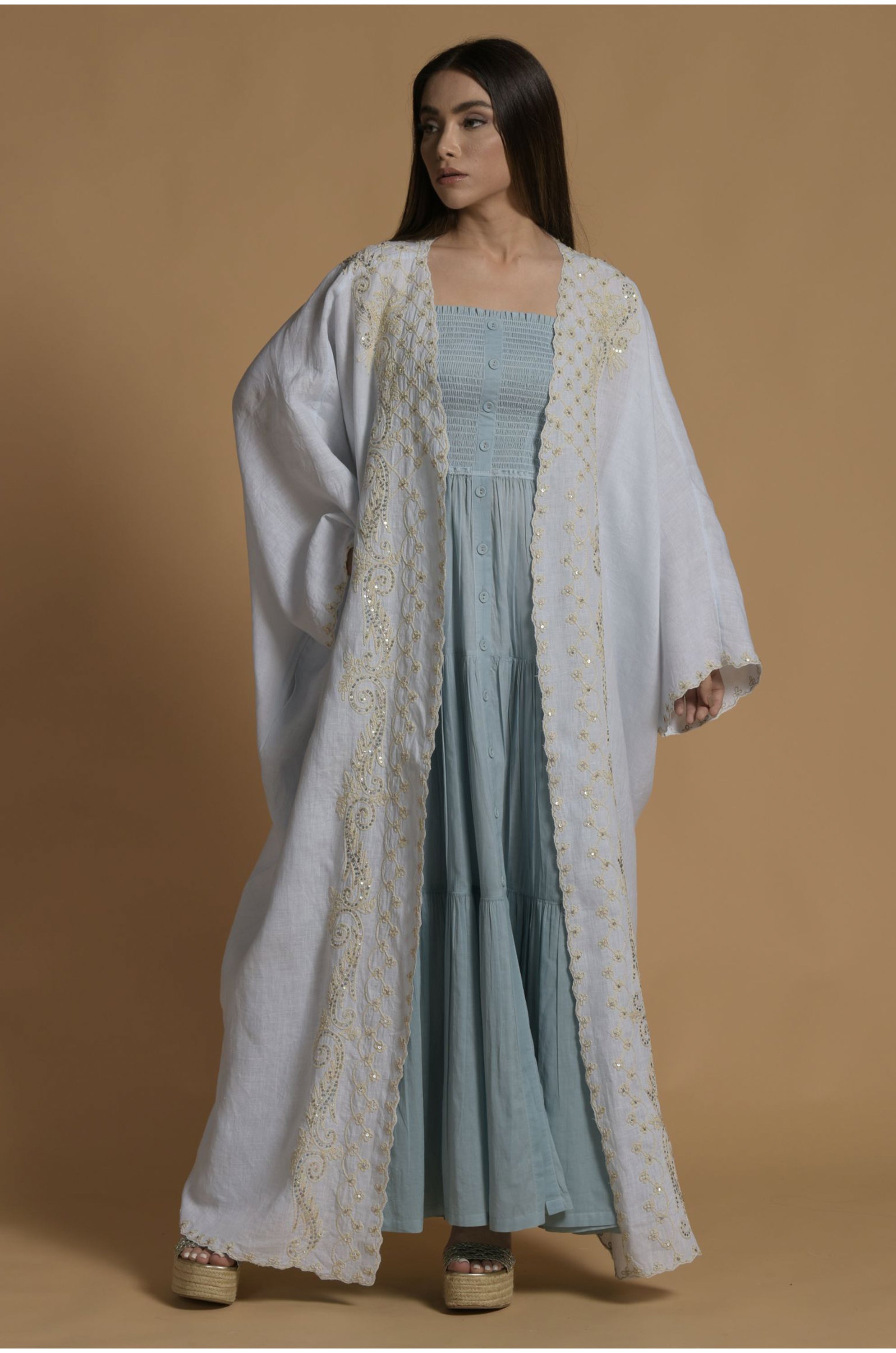 Maya Embellished & Embroidered Bisht with Cotton Inner Dress