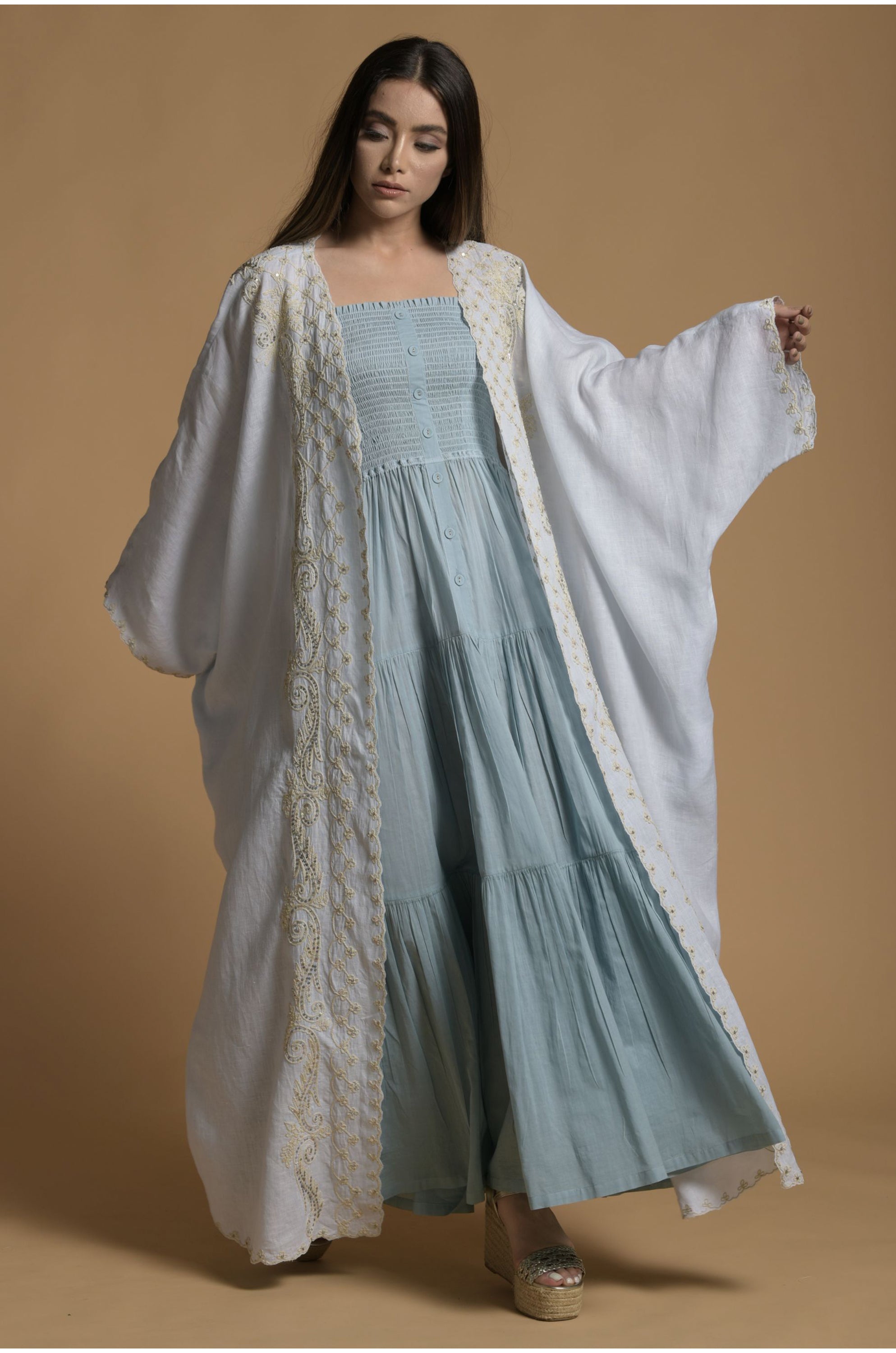 Maya Embellished & Embroidered Bisht with Cotton Inner Dress