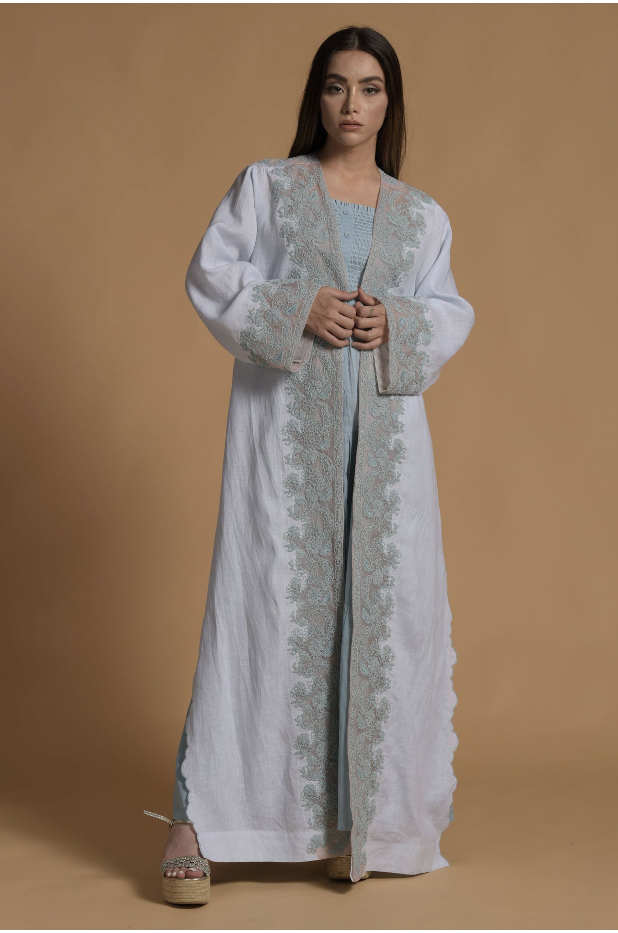 Afia Embroidered Bisht with Cotton Inner Dress