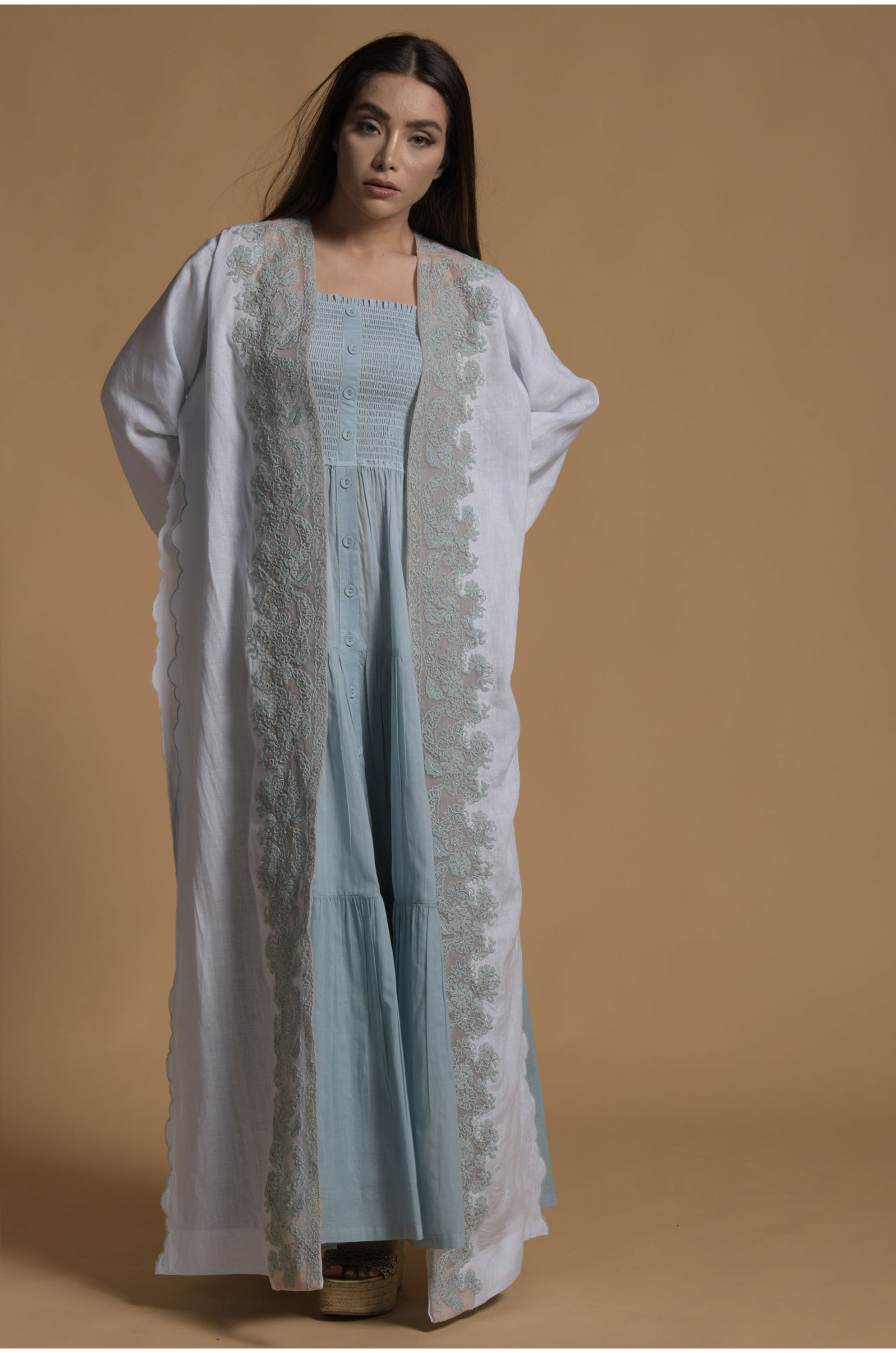 Afia Embroidered Bisht with Cotton Inner Dress