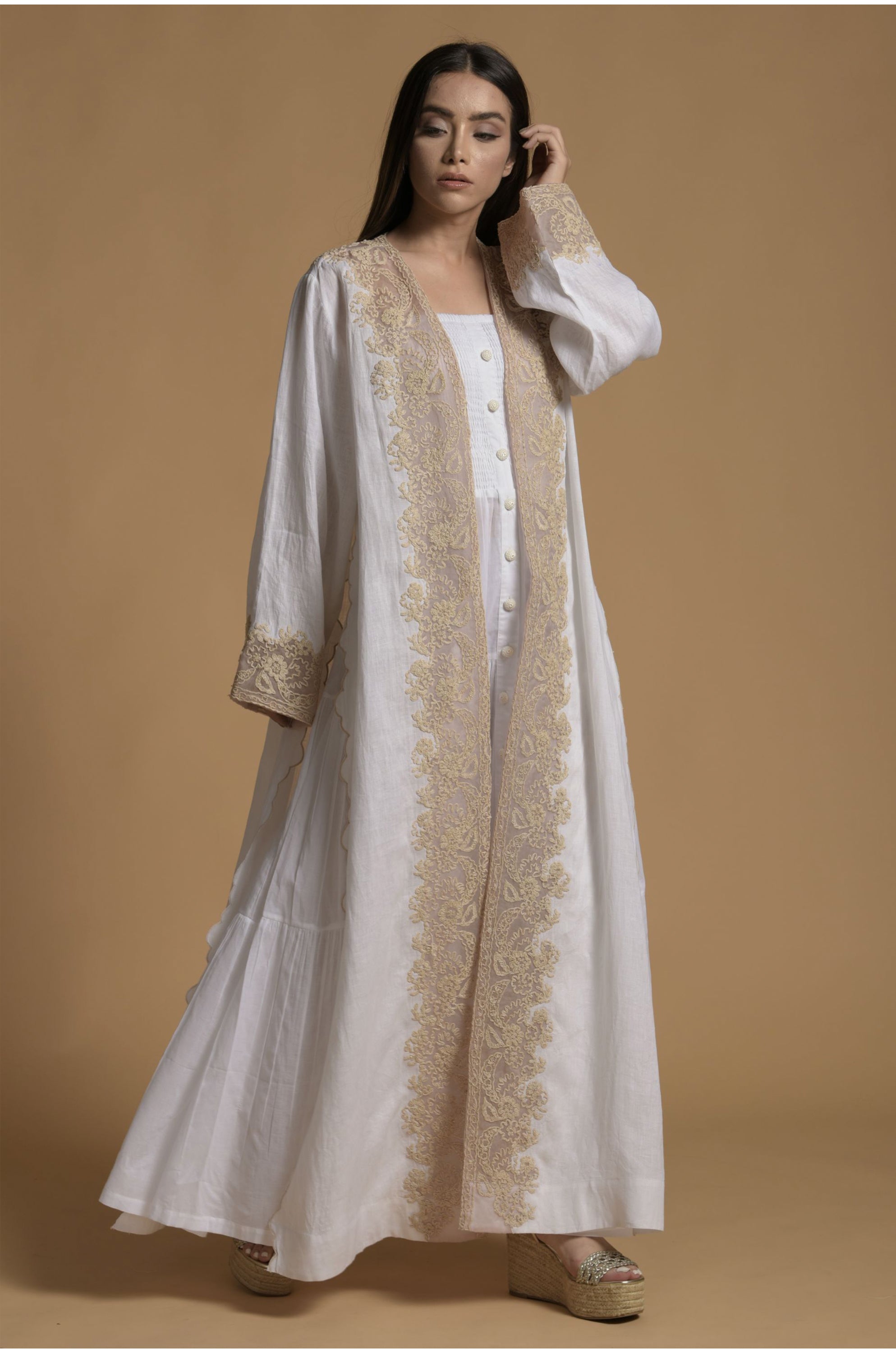 Arzoo Embroidered Bisht with Cotton Inner Dress