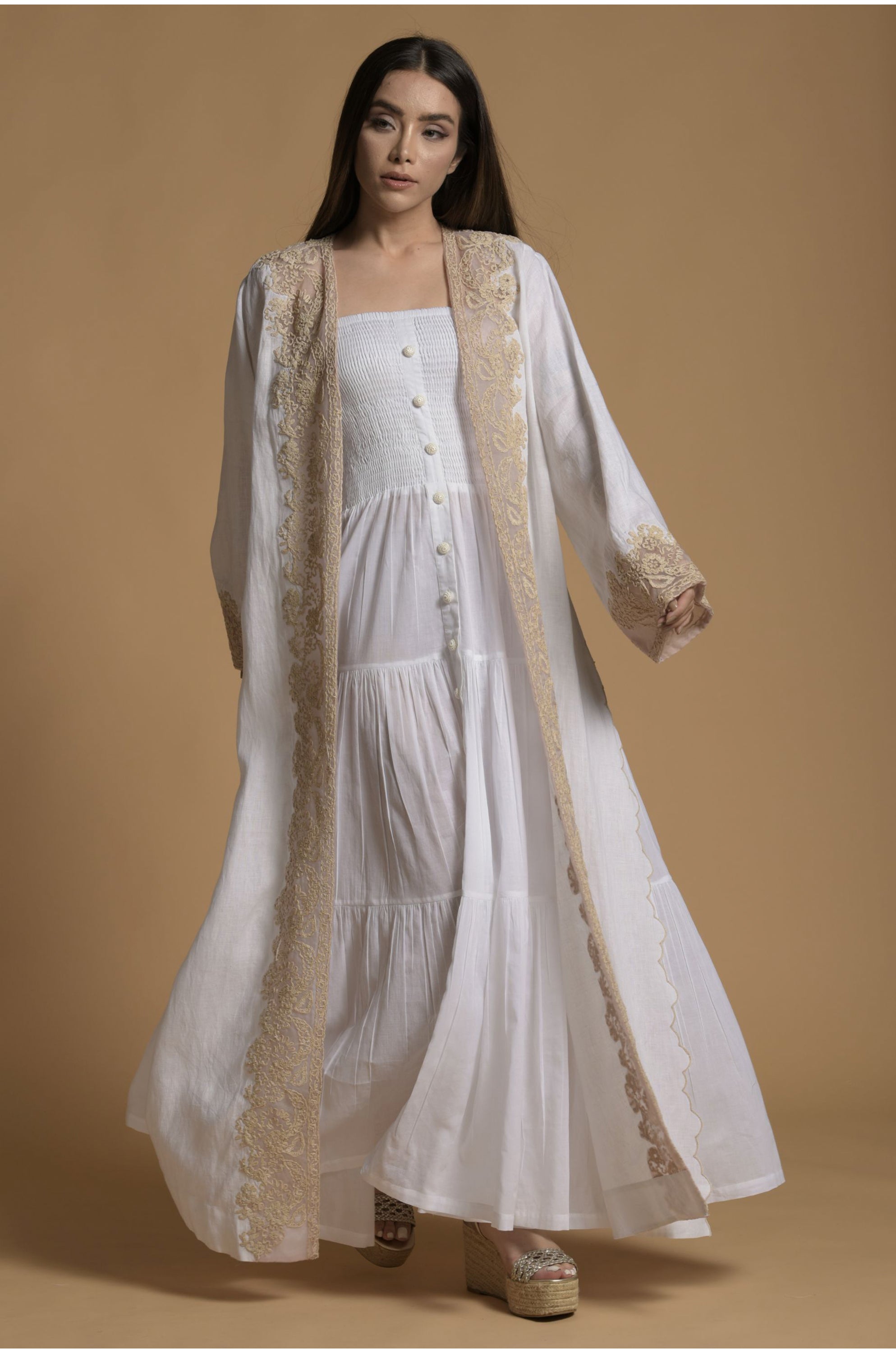 Arzoo Embroidered Bisht with Cotton Inner Dress