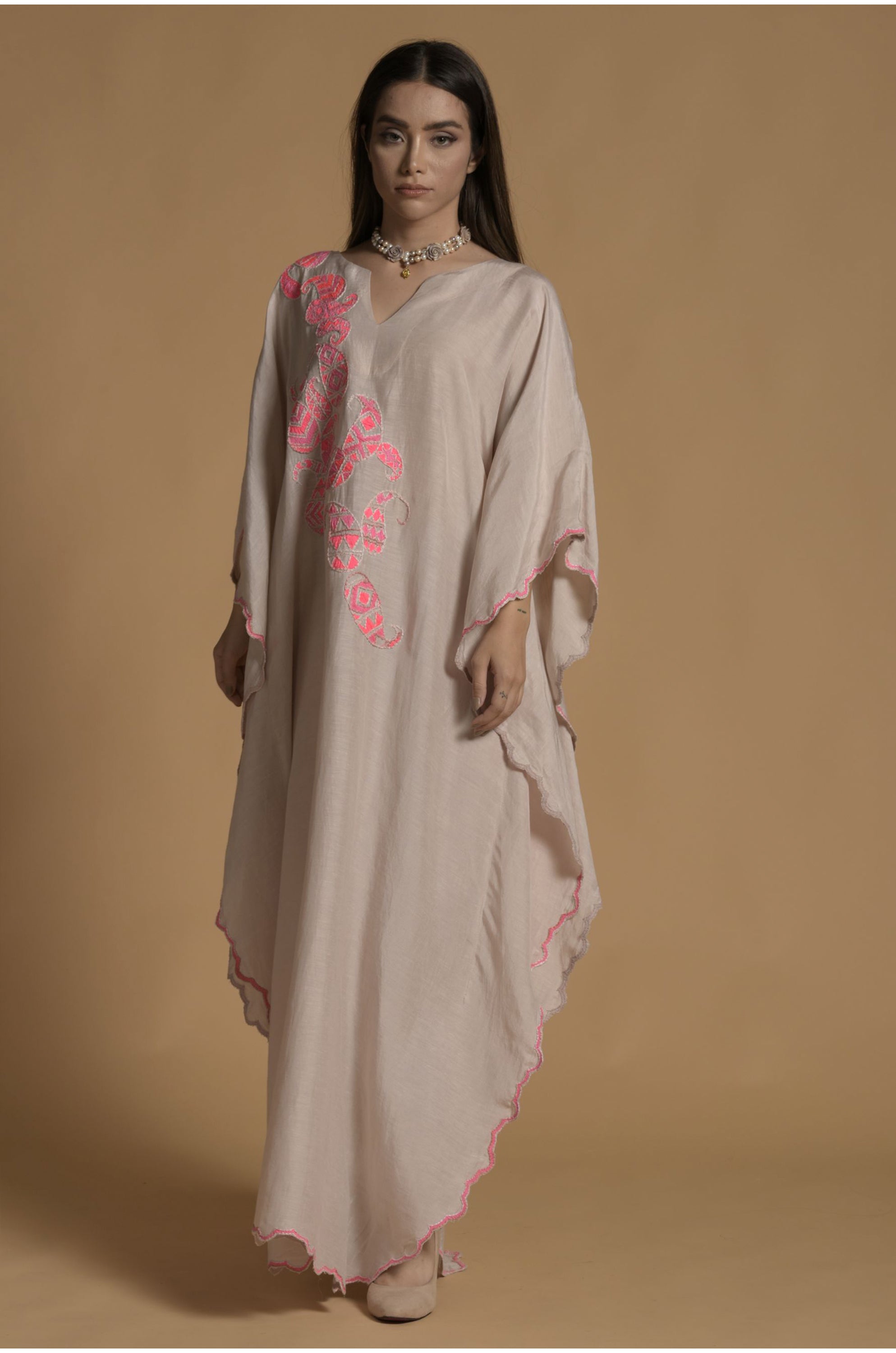 Nikhat Embroidered Jalabiya with Inner Cotton Cami