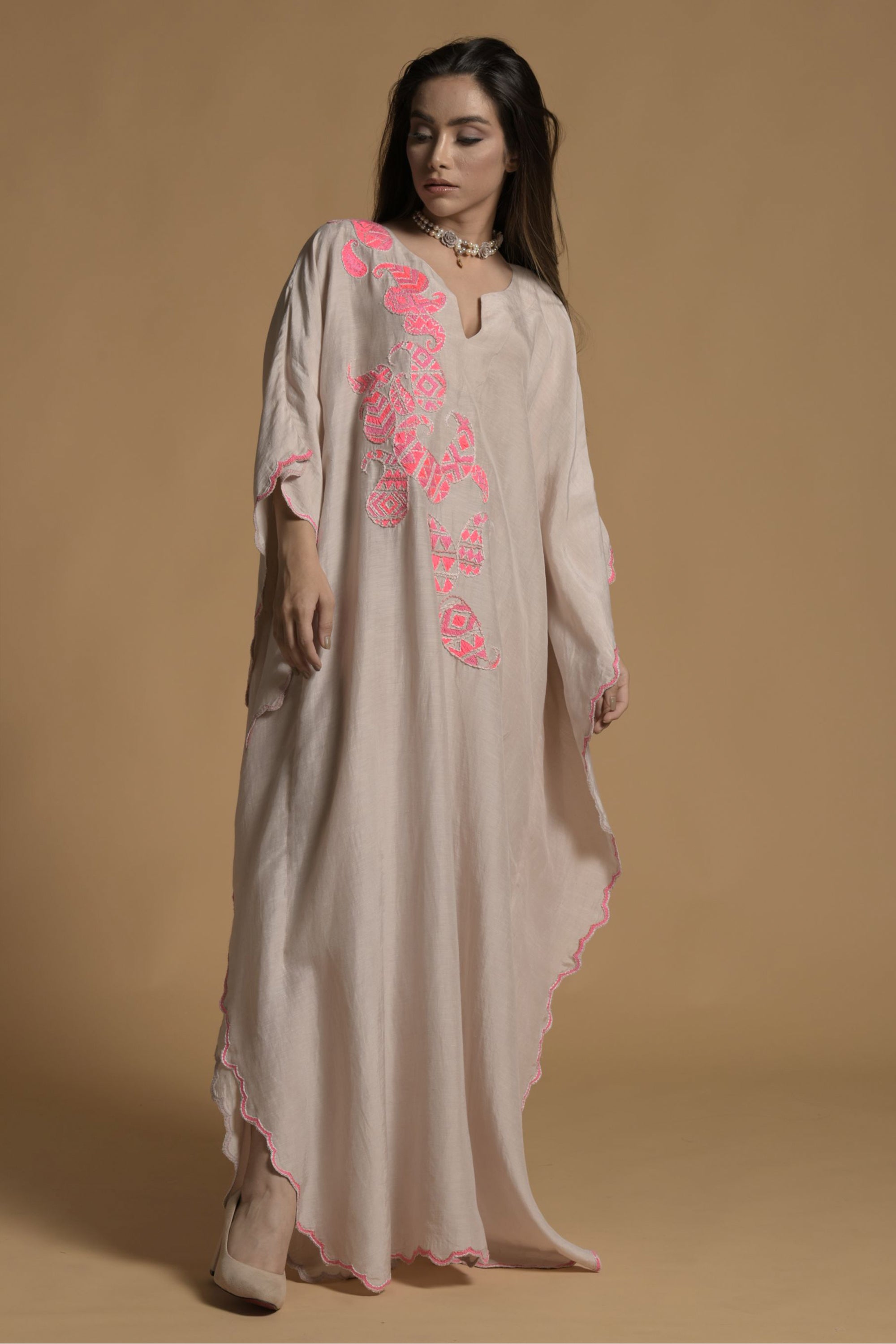 Nikhat Embroidered Jalabiya with Inner Cotton Cami