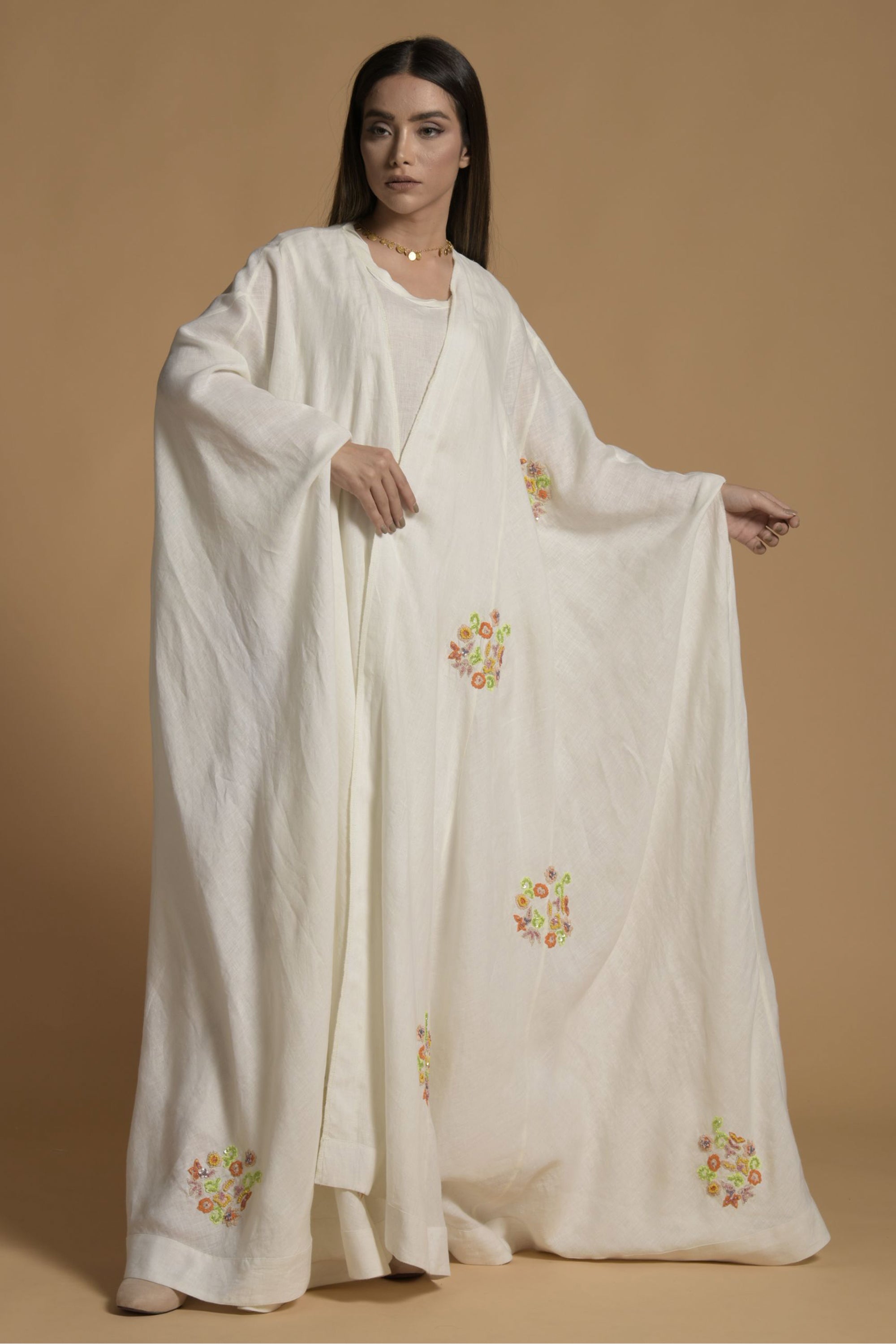 Nazneen Embellished & Embroidered Cape with Cotton Inner Dress