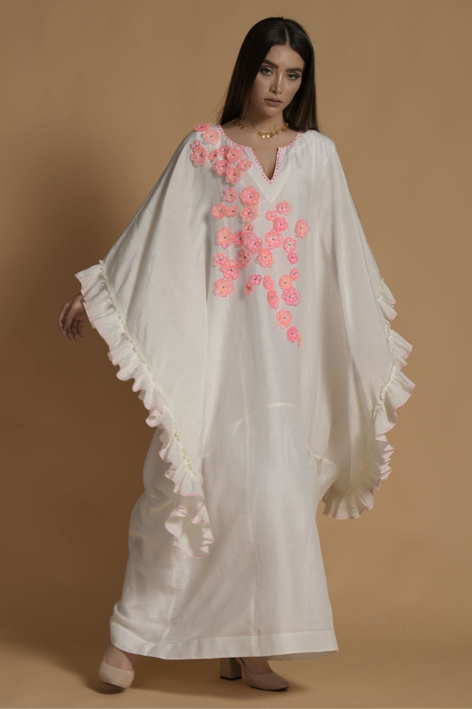 Ashna Embellished & Embroidered Jalabiya with Inner Cotton Cami